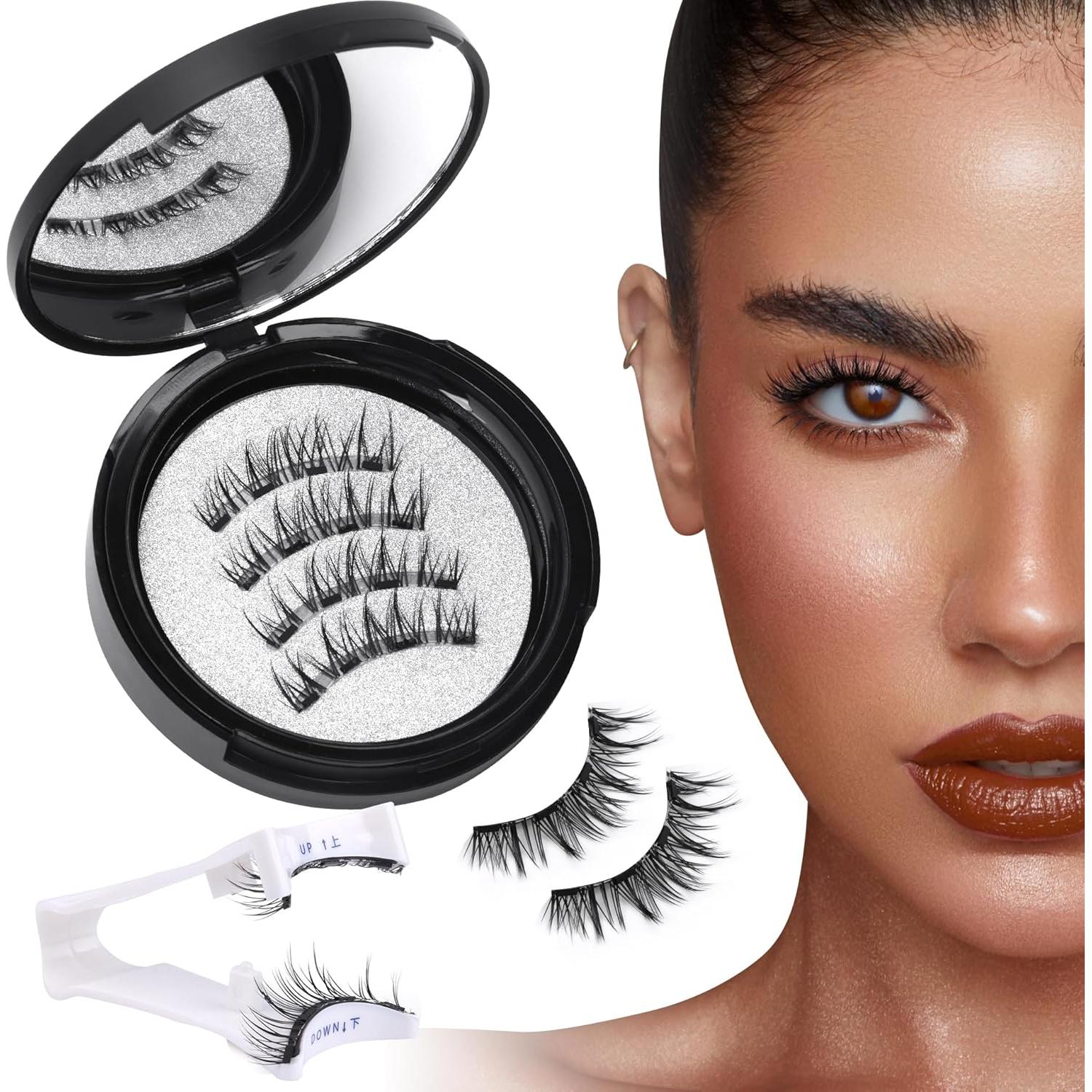 Pestañas Magnéticas Wiwoseo Naturales Reutilizables con Aplicador