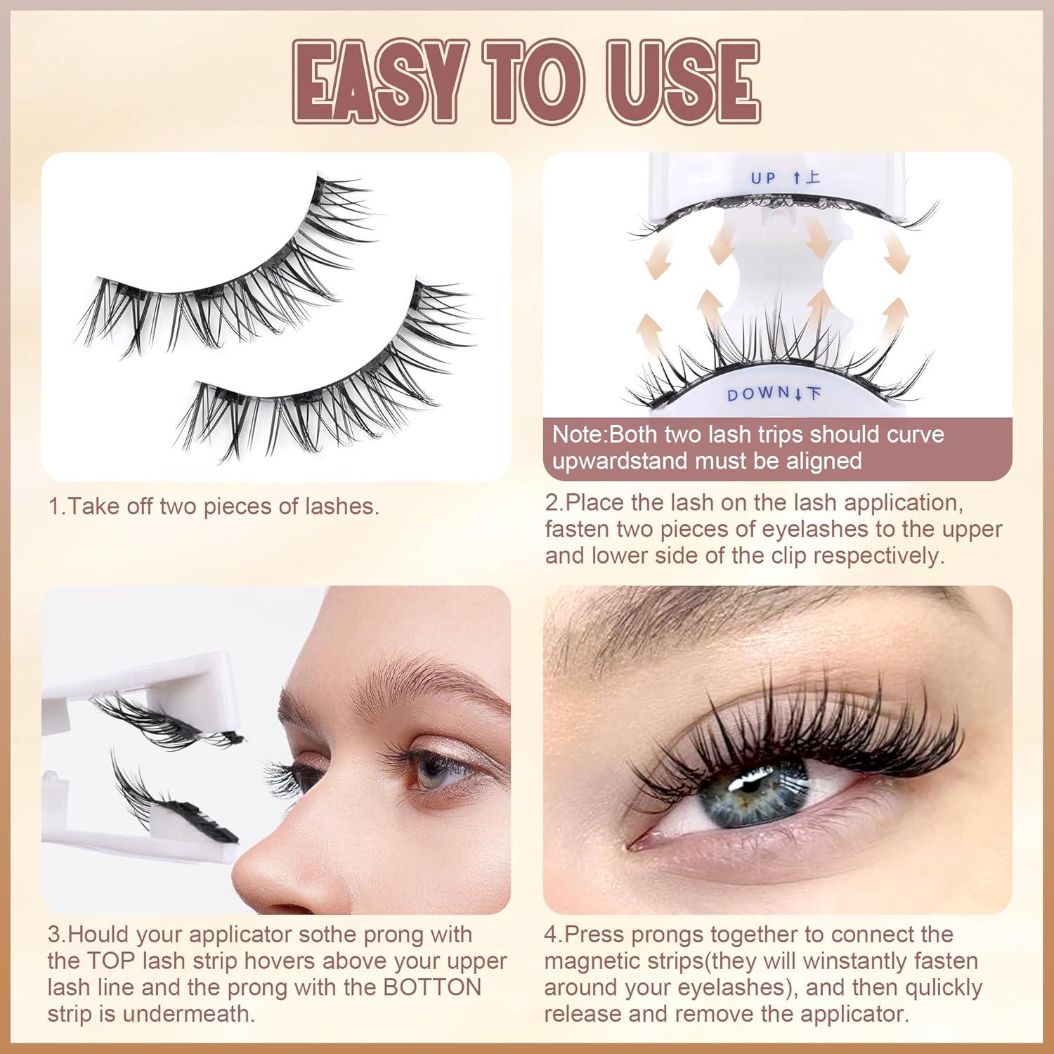 Pestañas Magnéticas Wiwoseo Naturales Reutilizables con Aplicador