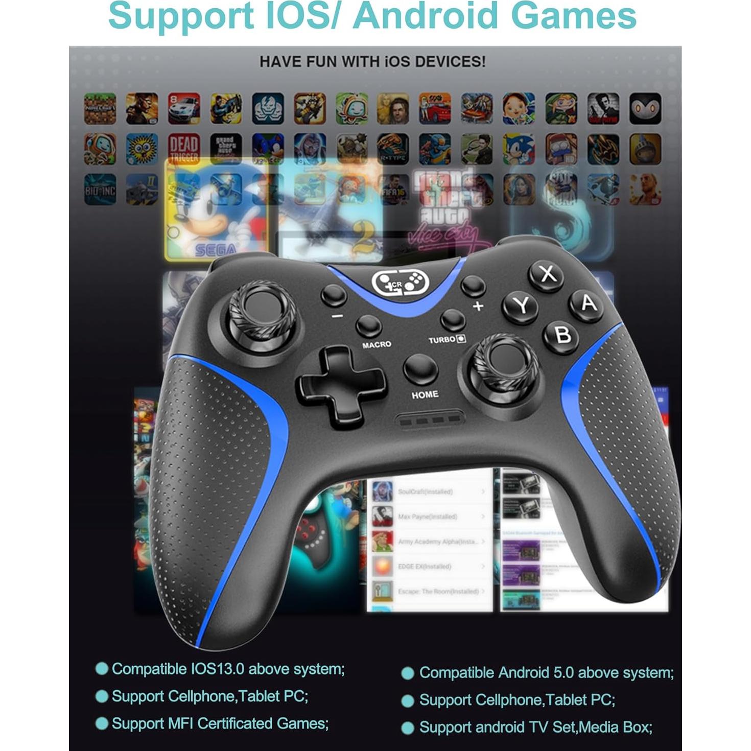 Controlador Inalámbrico Cehensy Pro para Nintendo Switch - Negro/Azul