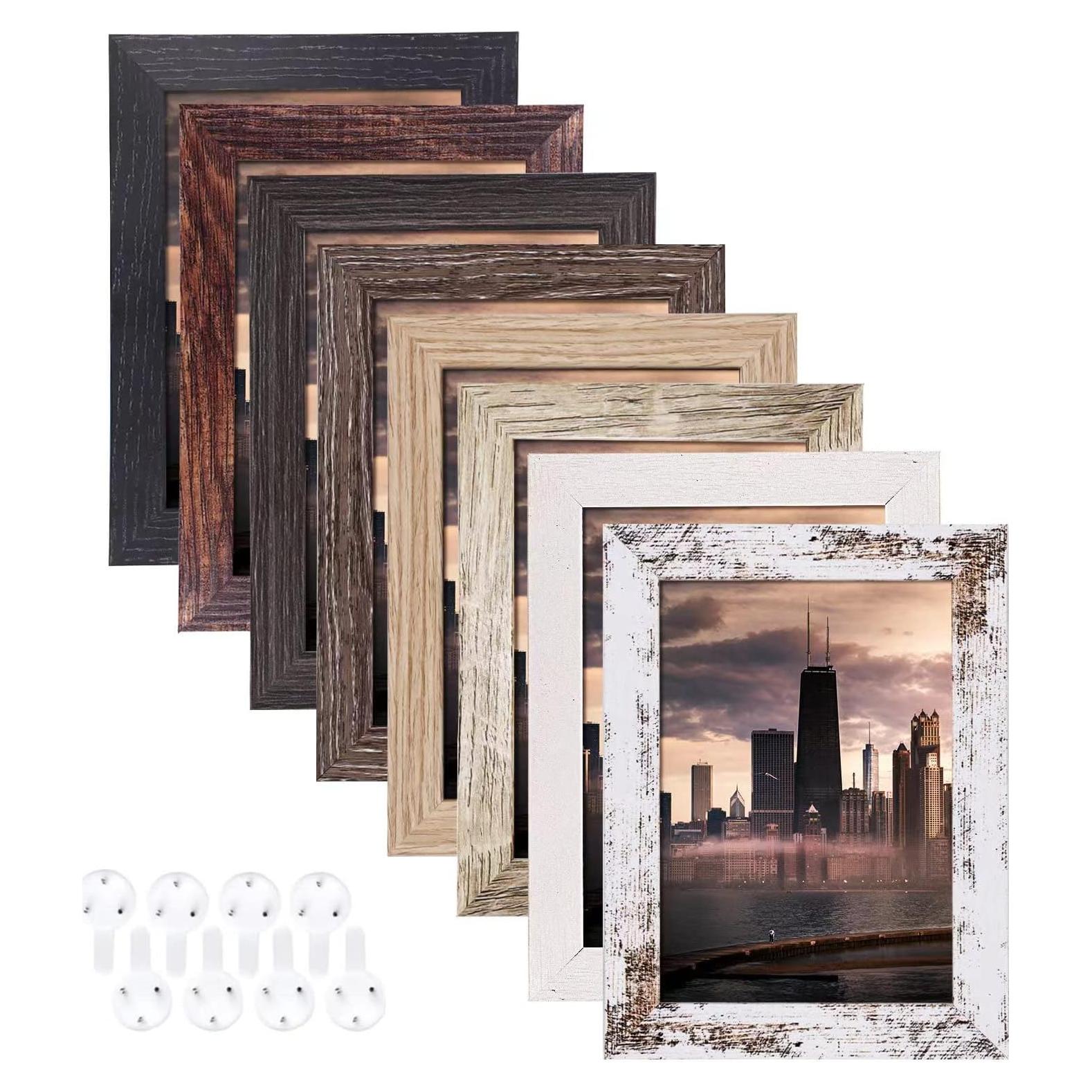 Juego de 8 Marcos de Fotos Aibala 10x15 cm Madera Rústica