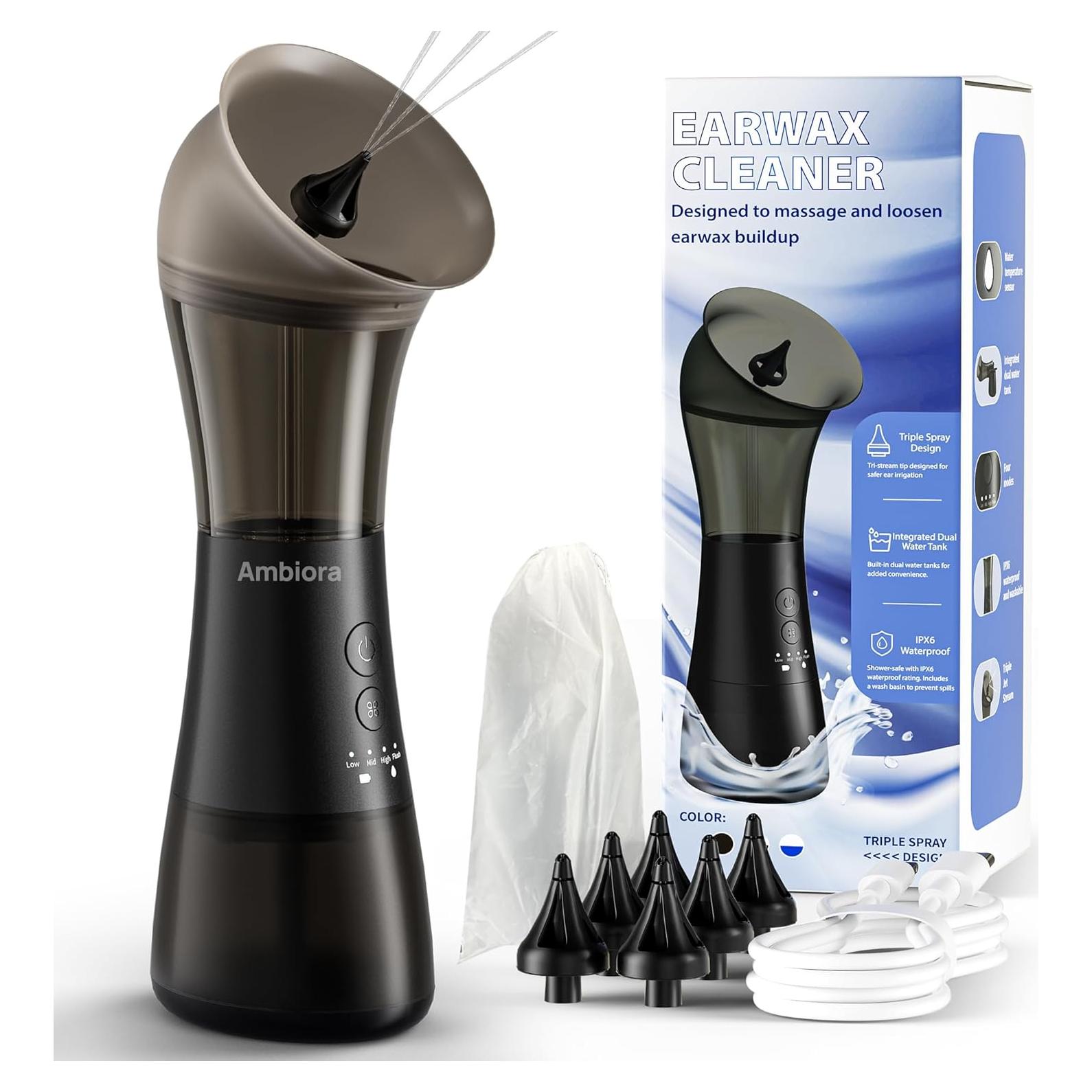 Limpiador de Oídos Eléctrico AMBIORA con 6 Boquillas y 4 Modos
