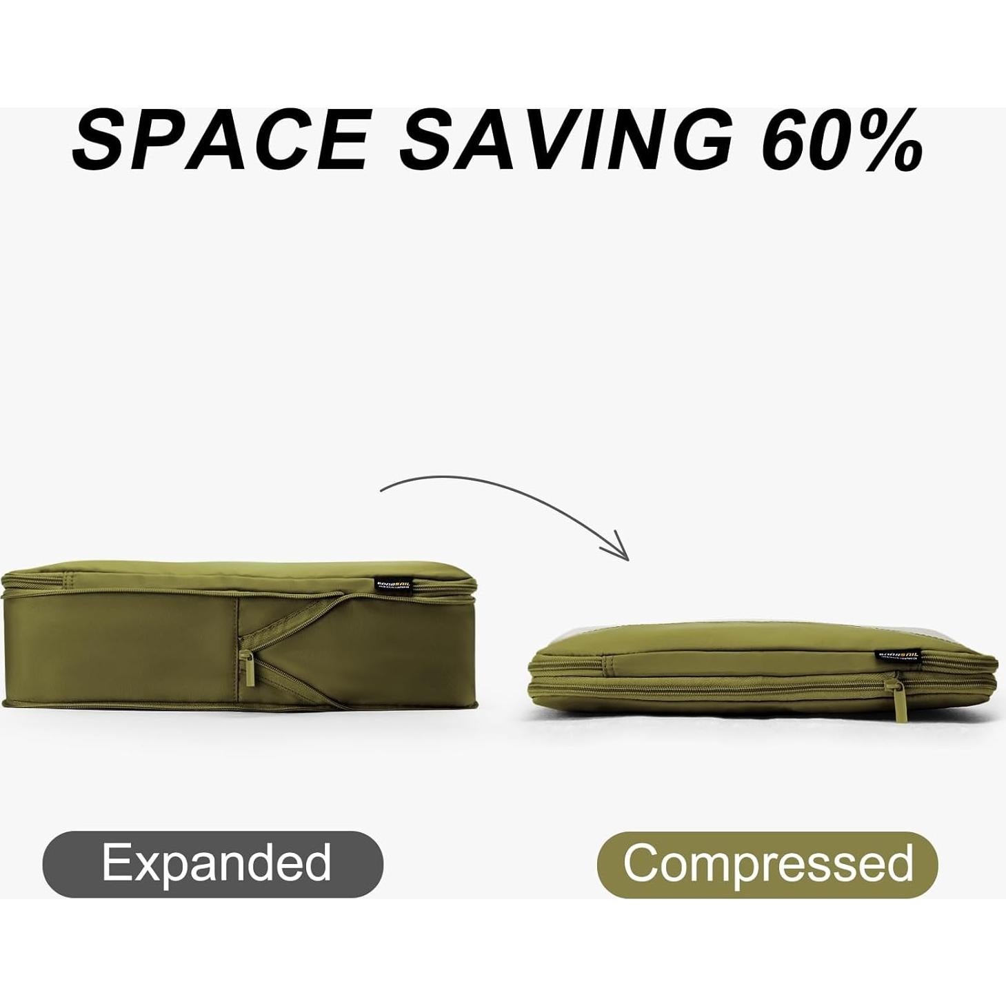 Set de 4 Cubos de Compresión SOARSAIL para Viajes - Verde Militar