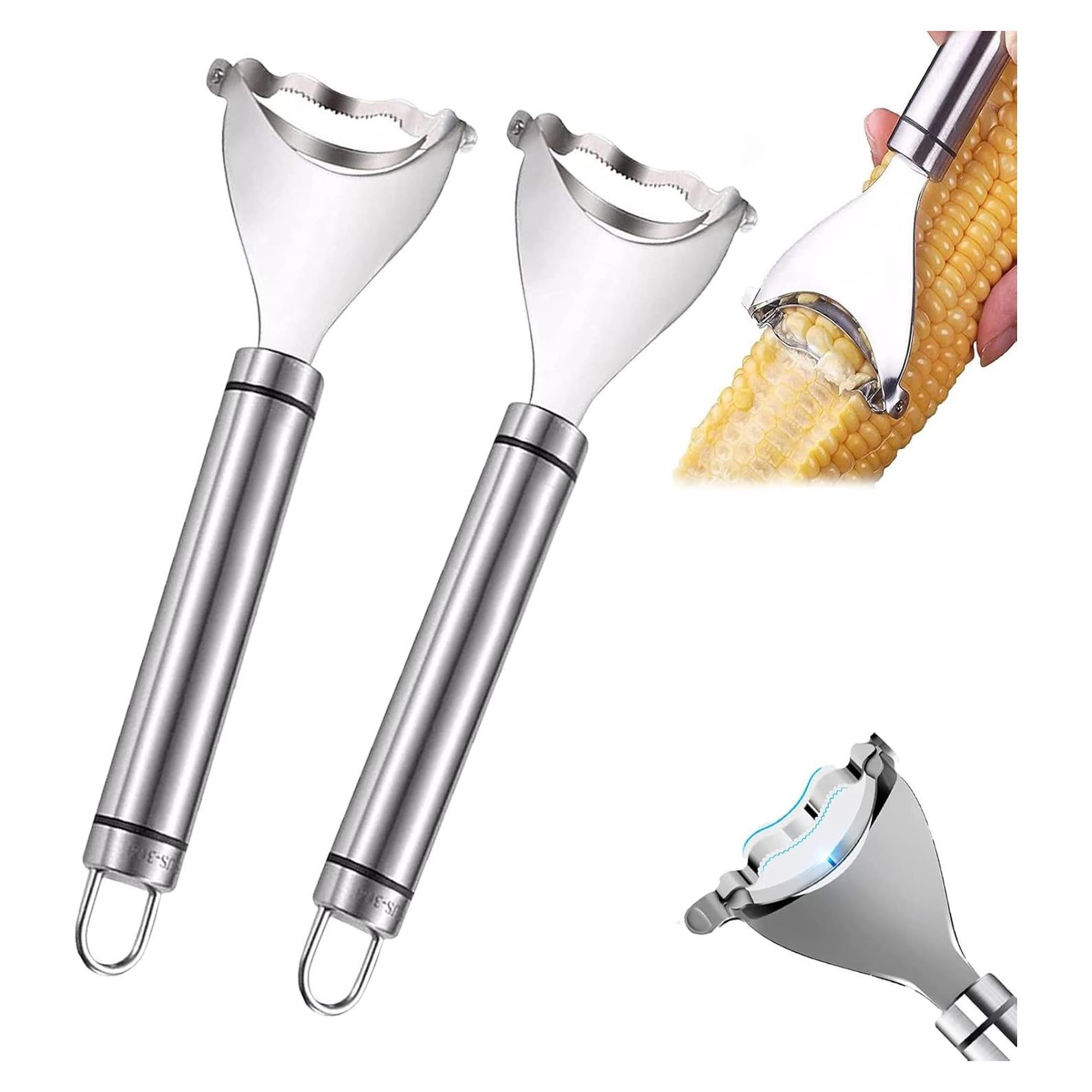 Pelador de Maíz Mágico BuerKeo 2 Pcs Acero Inoxidable