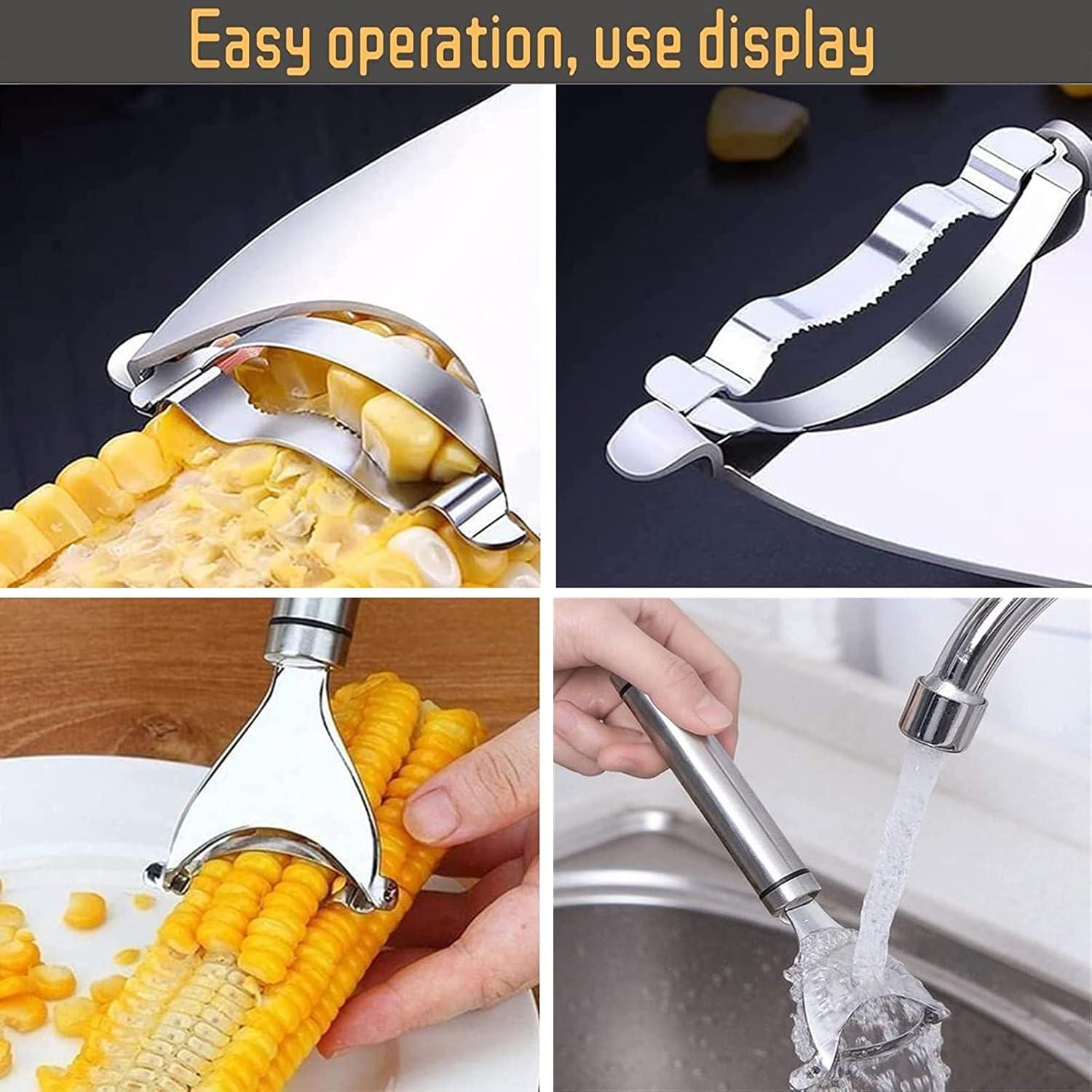 Pelador de Maíz Mágico BuerKeo 2 Pcs Acero Inoxidable