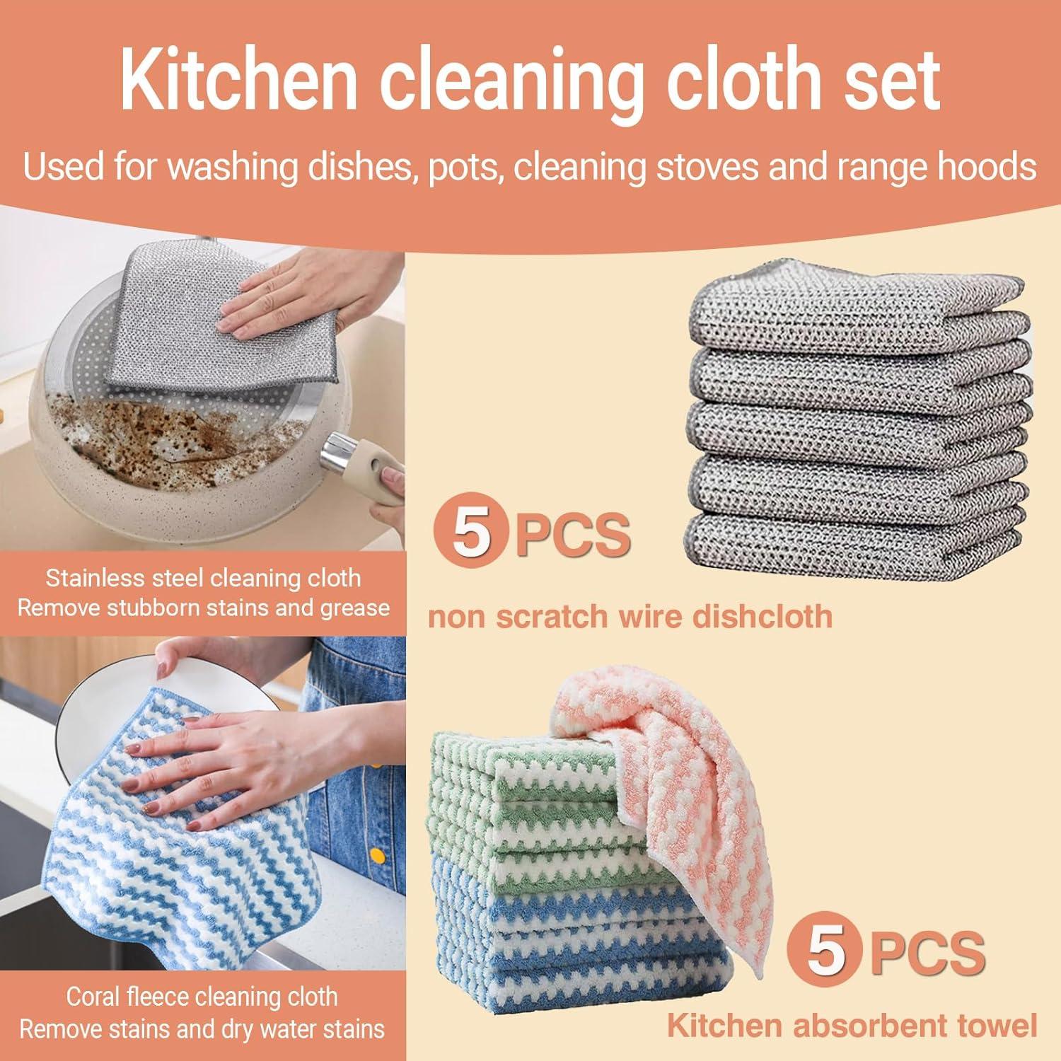 Juego de 10 Paños de Cocina Reutilizables XINARIO - Microfibra y Alambre