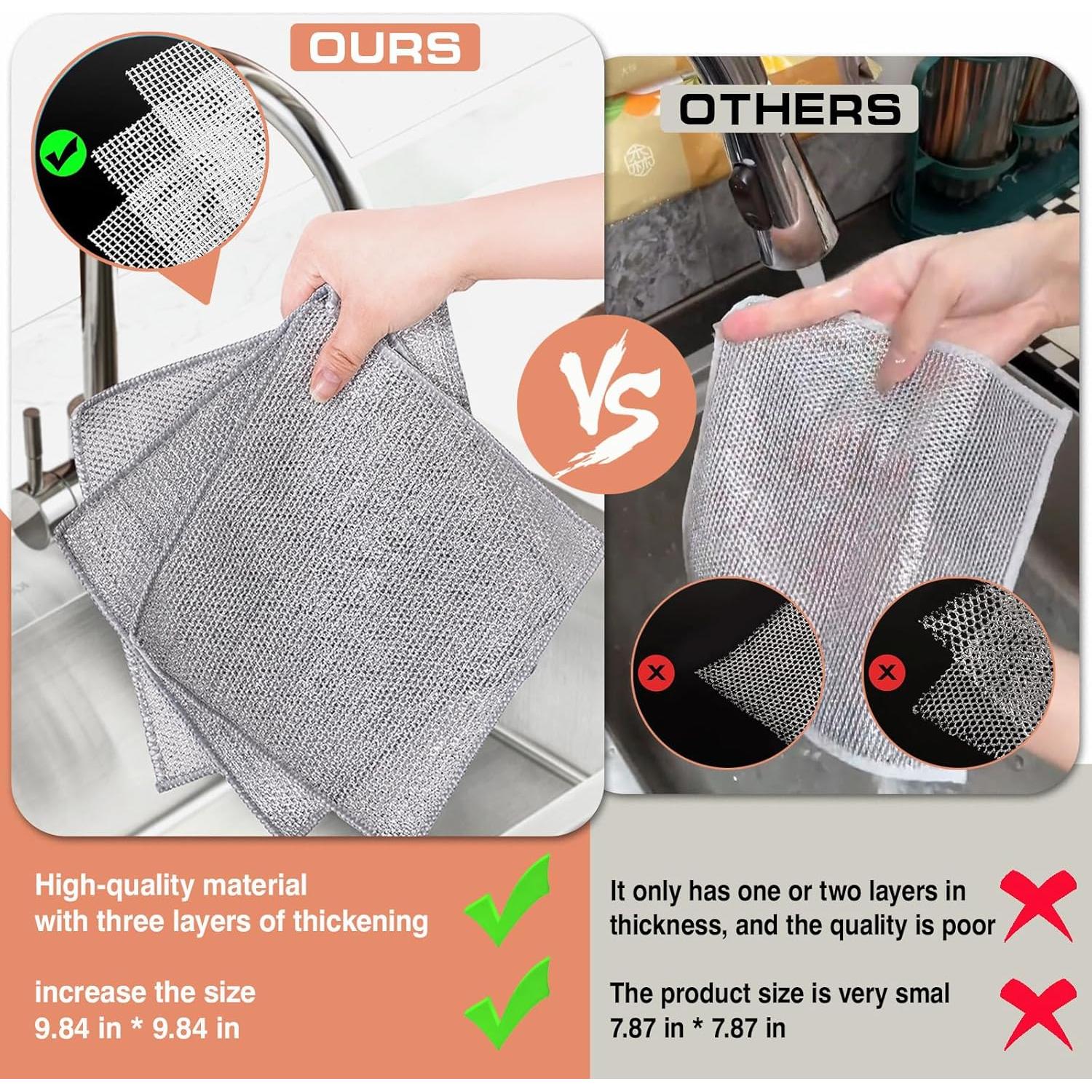 Juego de 10 Paños de Cocina Reutilizables XINARIO - Microfibra y Alambre