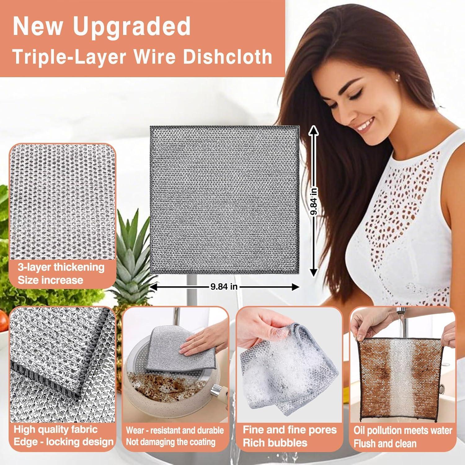 Juego de 10 Paños de Cocina Reutilizables XINARIO - Microfibra y Alambre