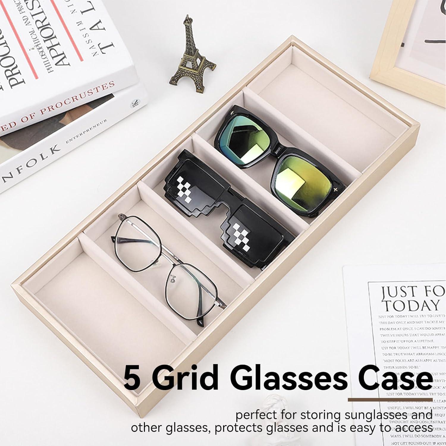 Bandeja Organizadora de Gafas HERCHR 5 Compartimentos Terciopelo