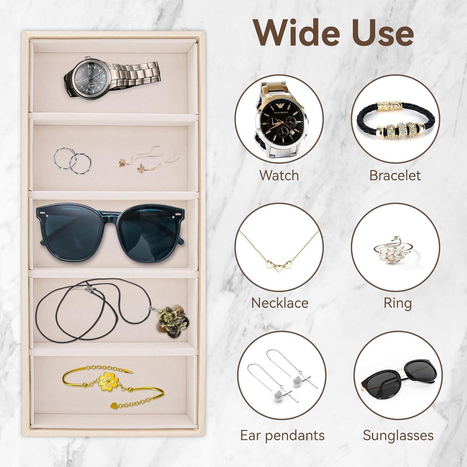 Bandeja Organizadora de Gafas HERCHR 5 Compartimentos Terciopelo