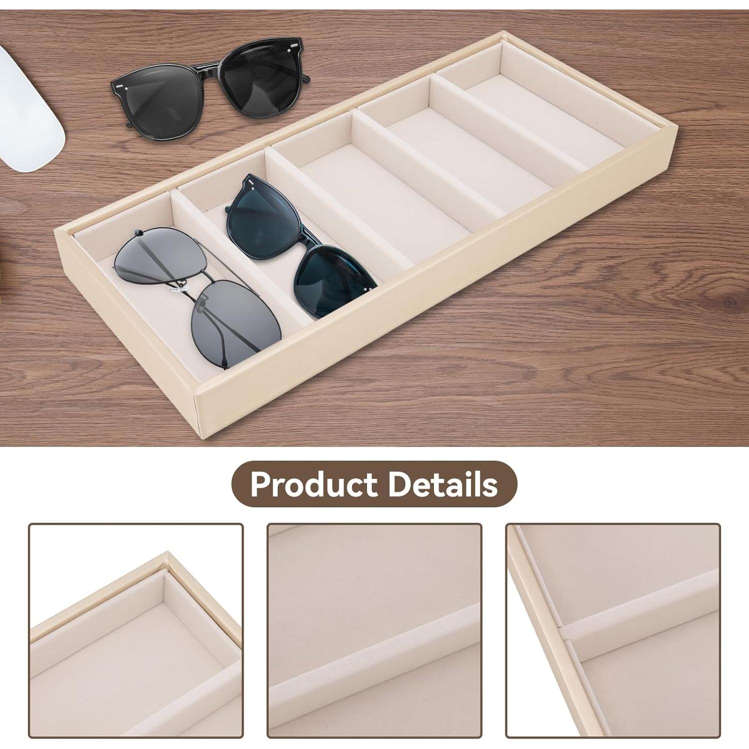 Bandeja Organizadora de Gafas HERCHR 5 Compartimentos Terciopelo