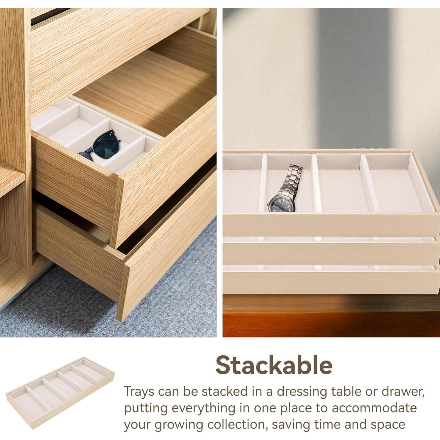 Bandeja Organizadora de Gafas HERCHR 5 Compartimentos Terciopelo