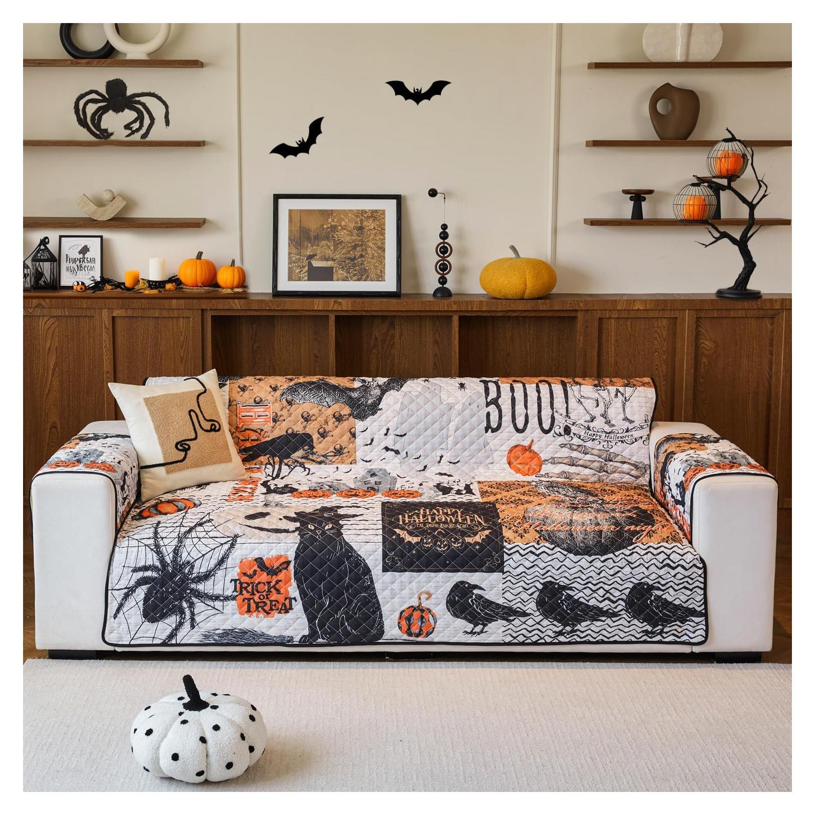 Funda de Sofá Halloween EVENHUG Negra 2 Plazas Lavable