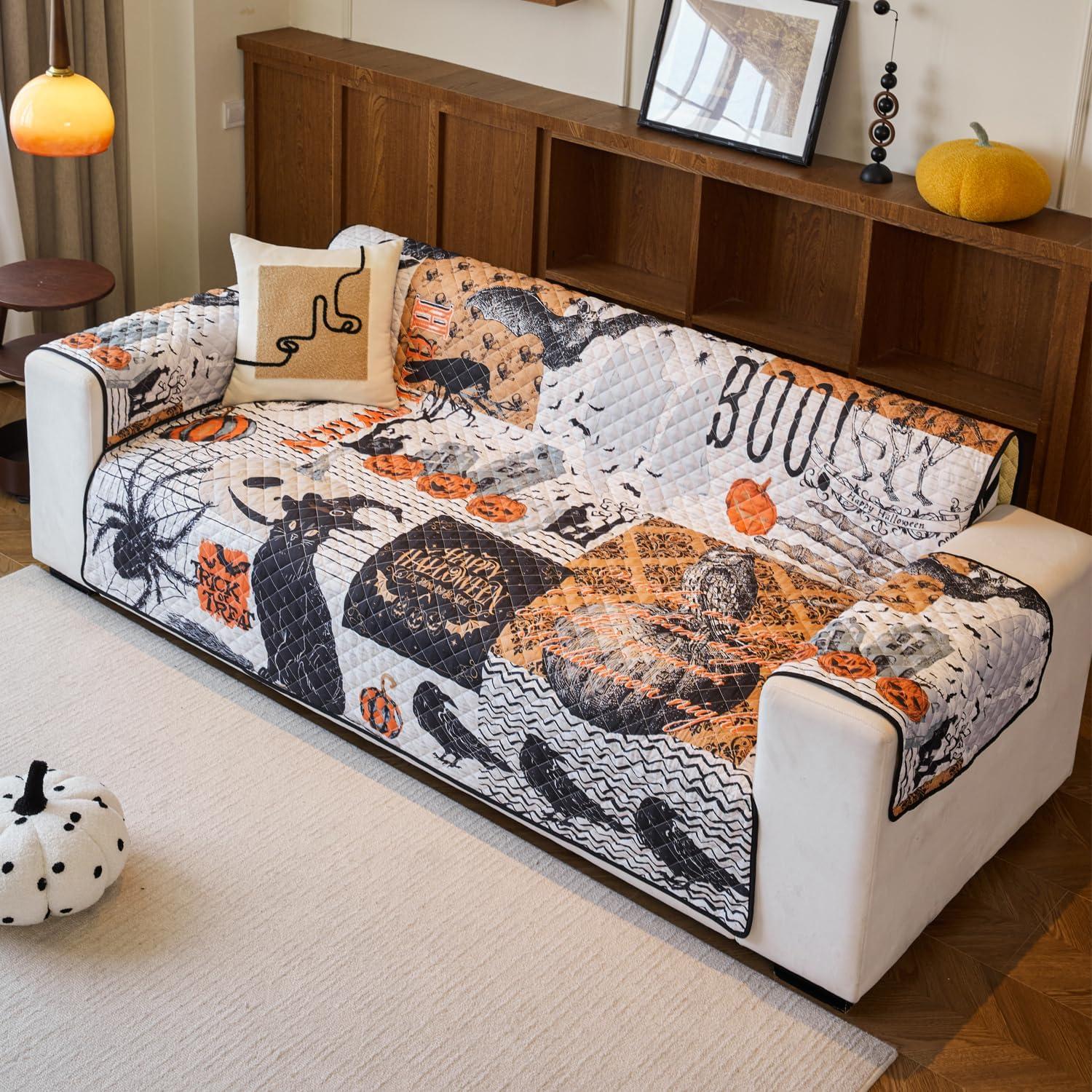 Funda de Sofá Halloween EVENHUG Negra 2 Plazas Lavable