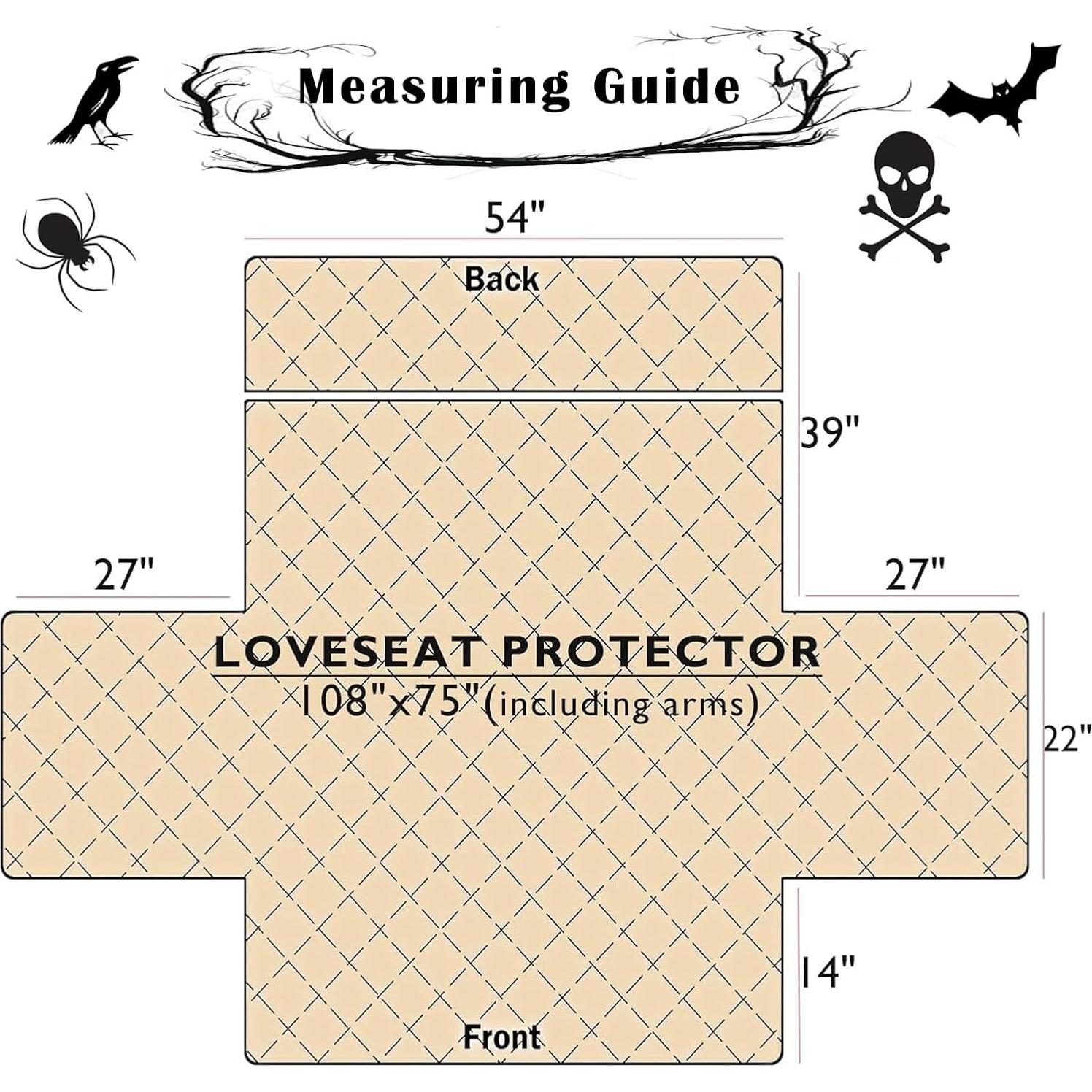 Funda de Sofá Halloween EVENHUG Negra 2 Plazas Lavable