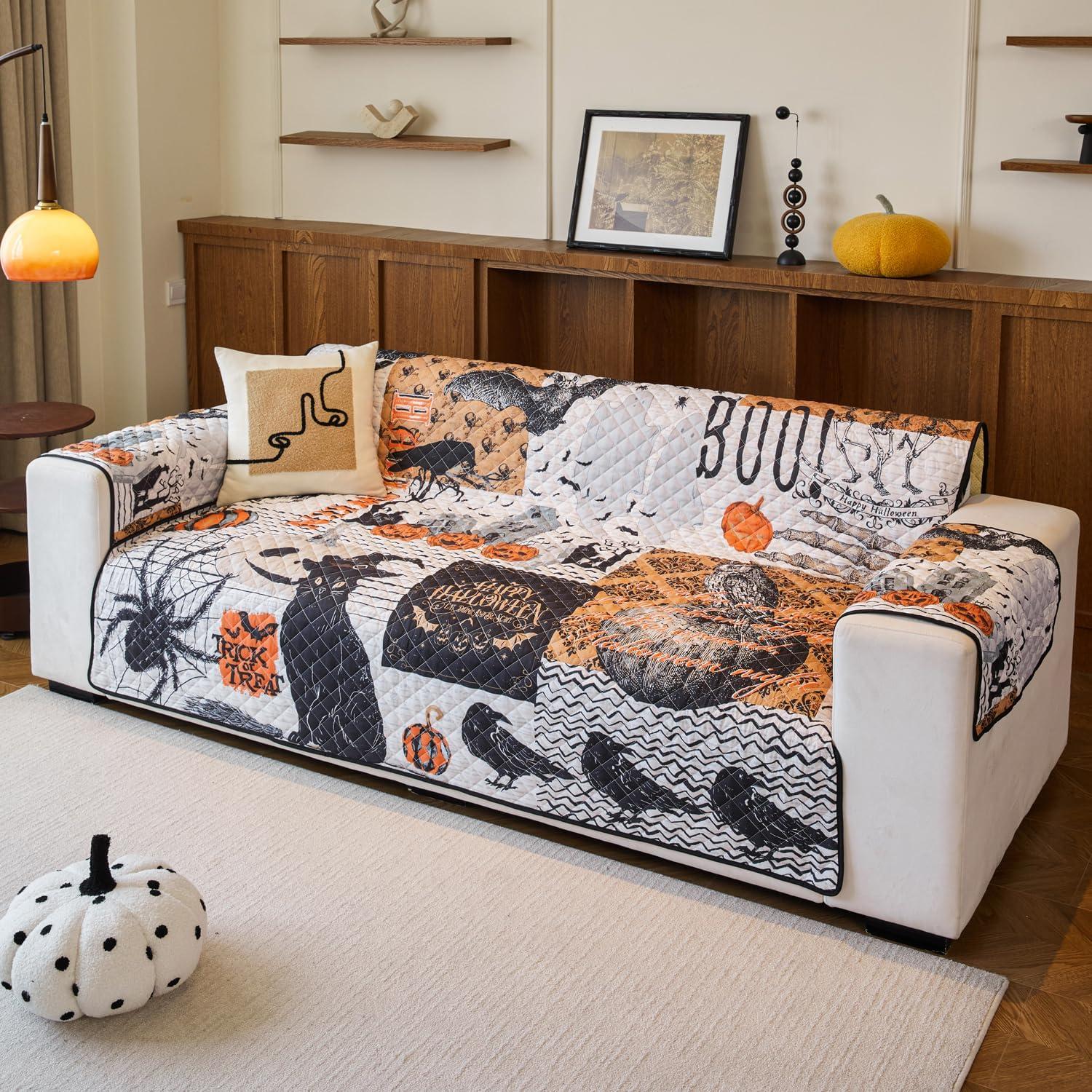 Funda de Sofá Halloween EVENHUG Negra 2 Plazas Lavable