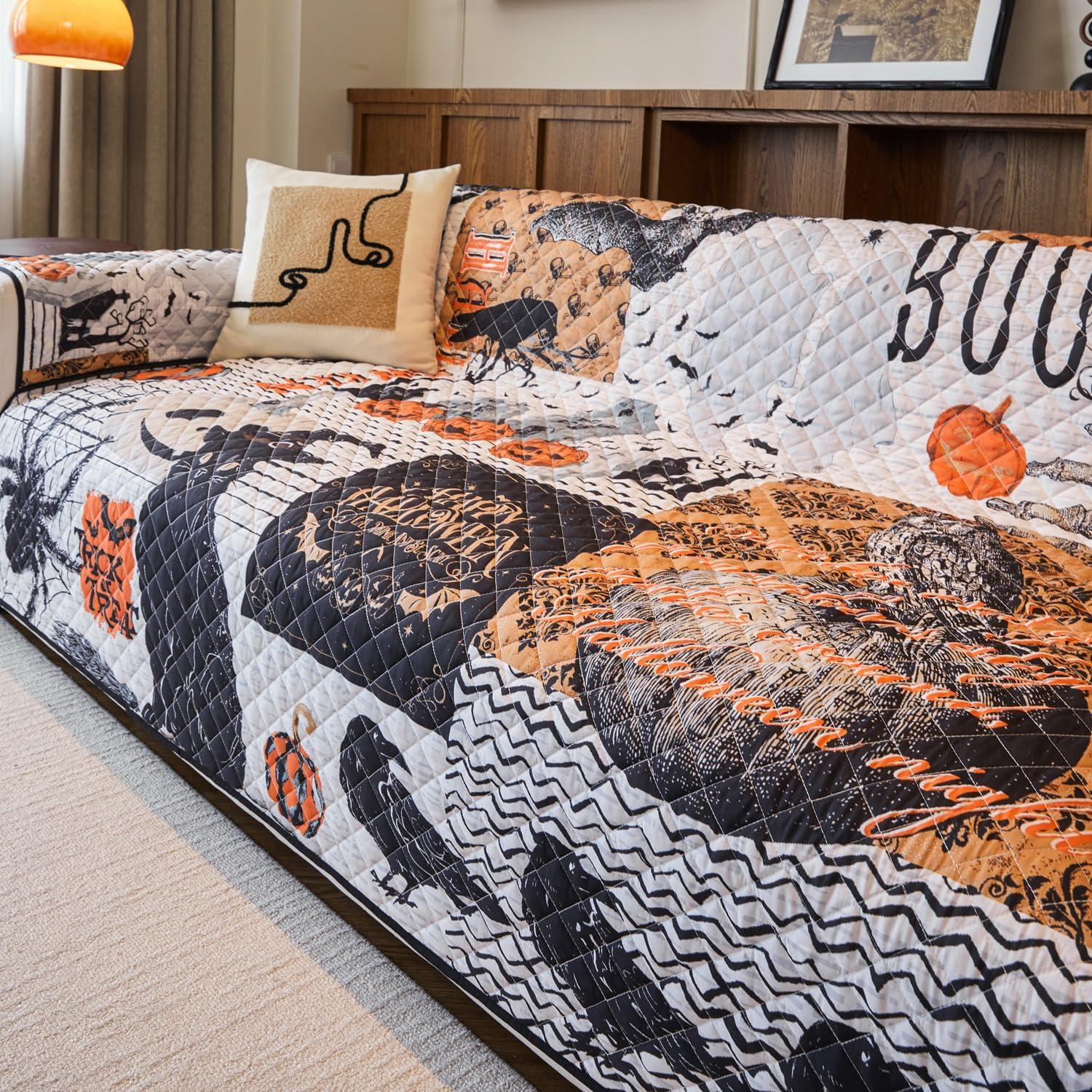 Funda de Sofá Halloween EVENHUG Negra 2 Plazas Lavable