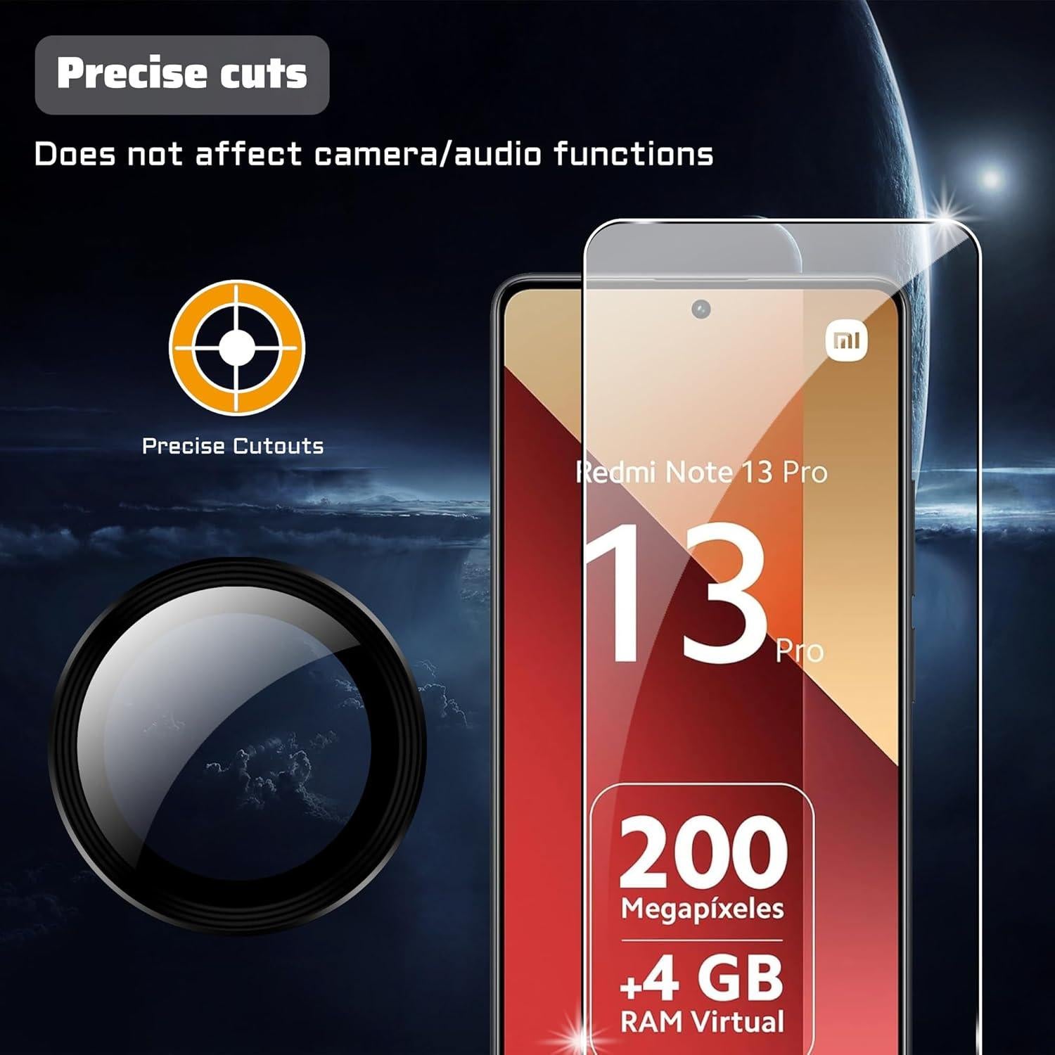 Protector de Pantalla Vidrio Templado Suttkue para Redmi Note 13 Pro 4G 9H