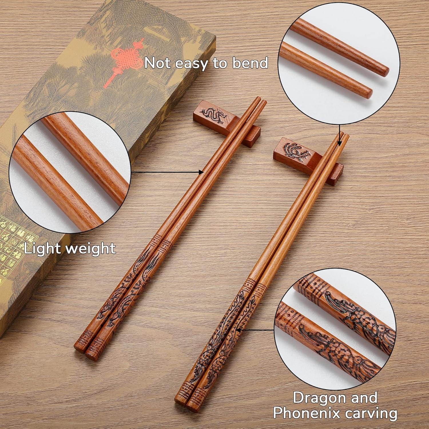 Palillos Reutilizables de Madera KAHACIYO - 2 Pares 23.5 cm