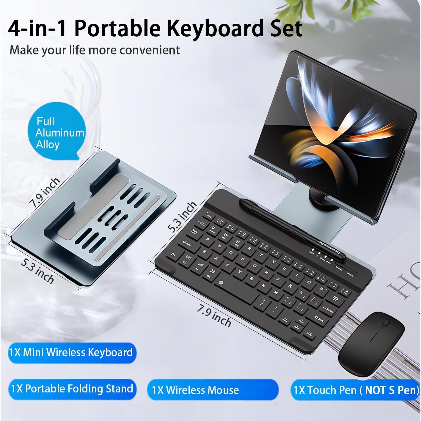 Teclado Mini Bluetooth Voppton con Soporte Plegable Z Fold