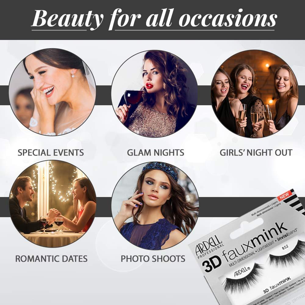 Pestañas Postizas Ardell 3D Sintéticas 852 - 4 Pares Reutilizables