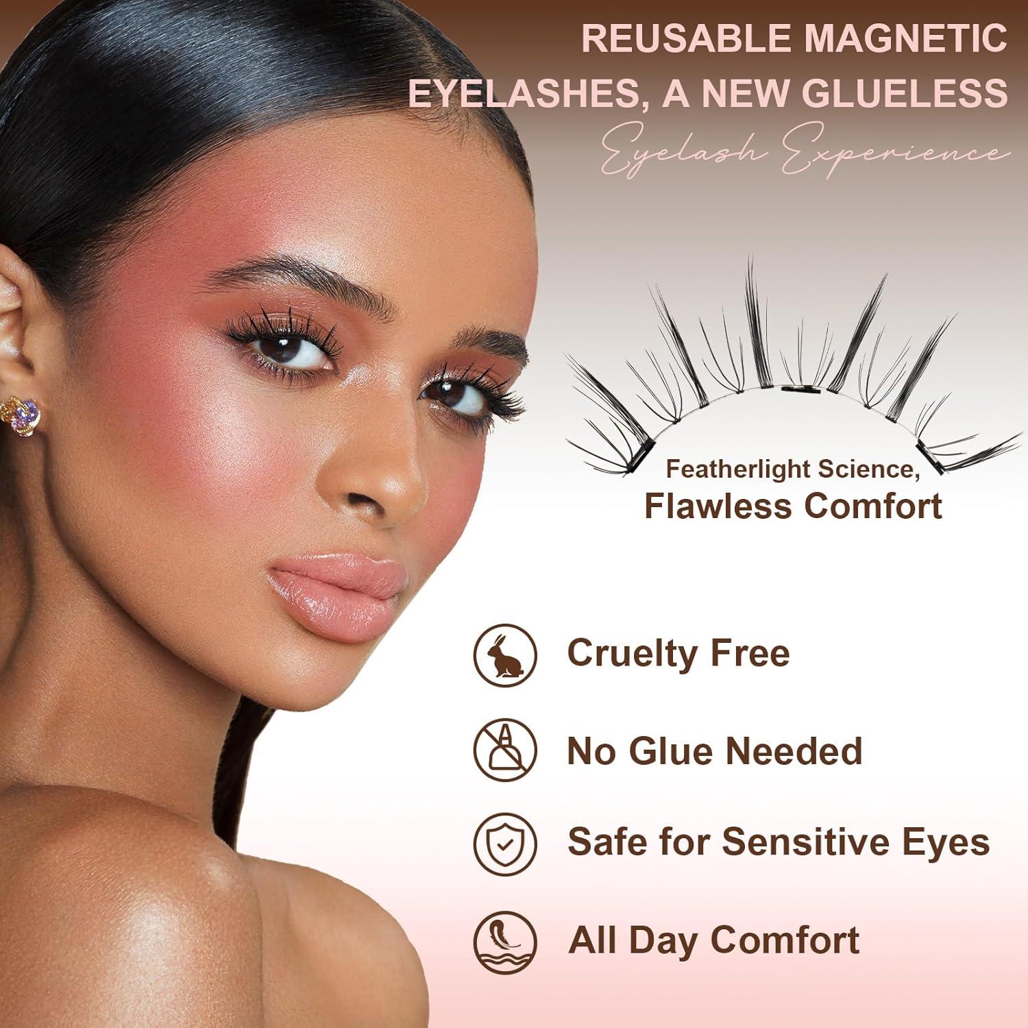 Pestañas Magnéticas Reutilizables JIECAI con Aplicador 10x8cm