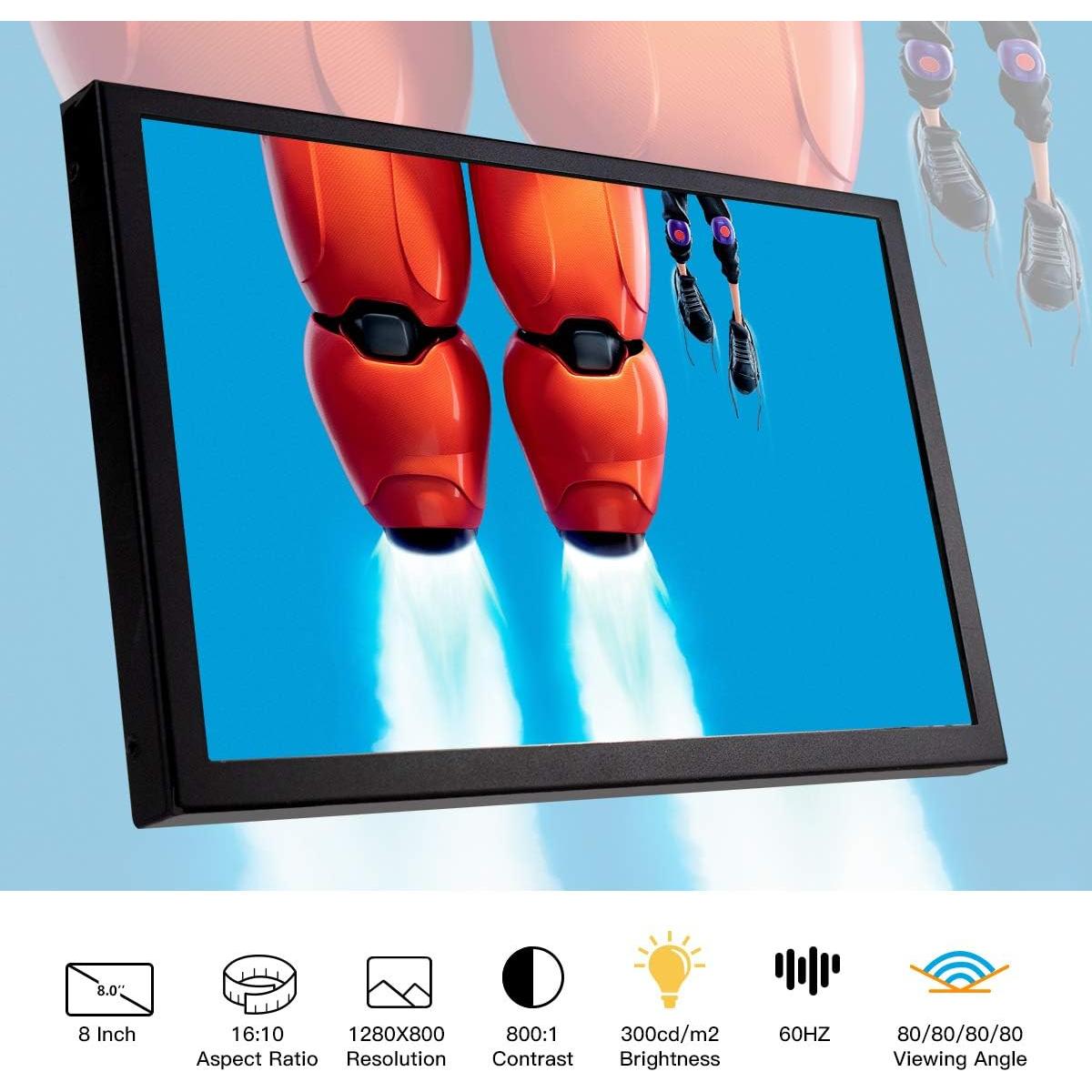 Monitor Portátil ELECROW 8" HD 1280x800 con Altavoces Integrados