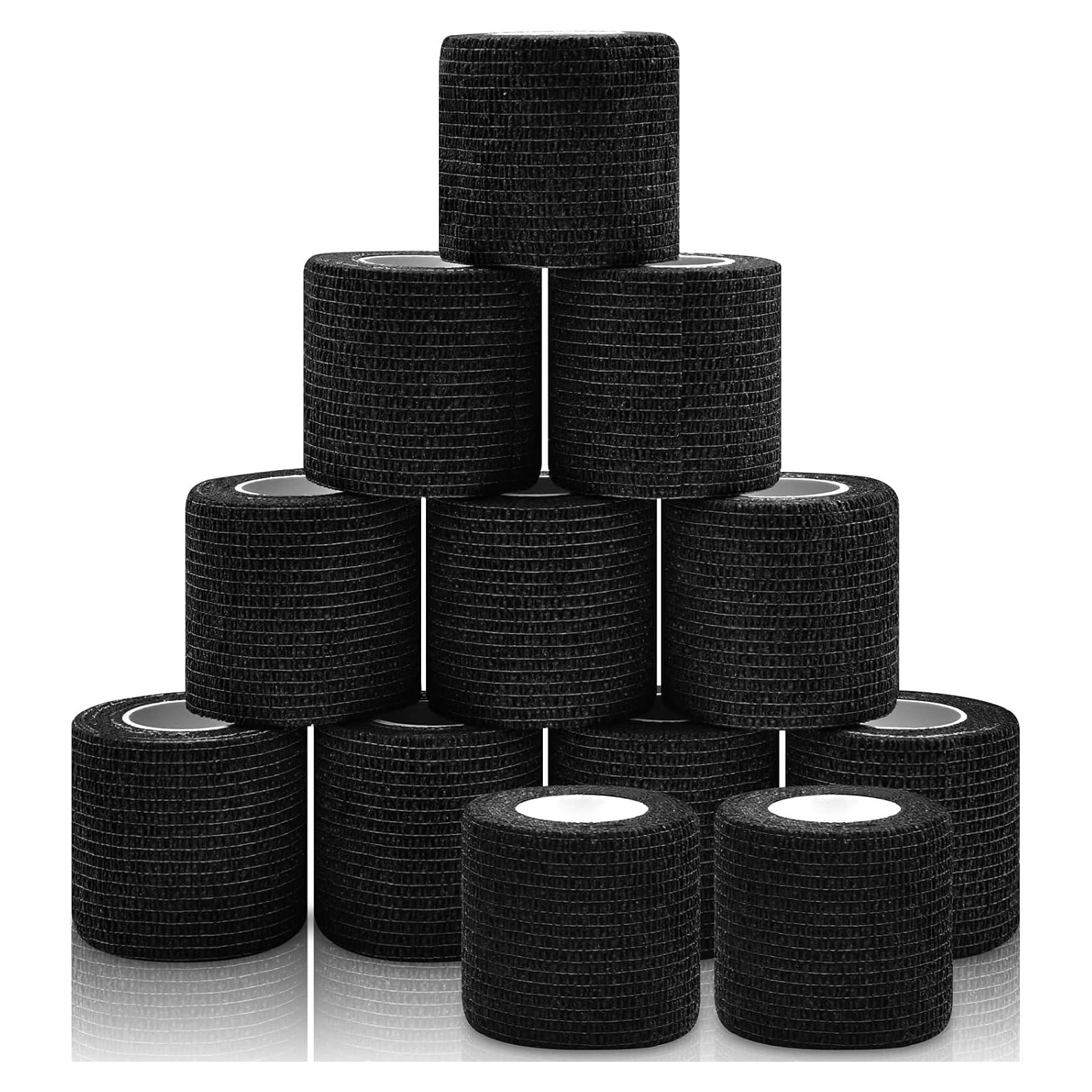 12 Rollos Venda Cohesiva Negra 5.08 cm x 4.57 m Kreyfer