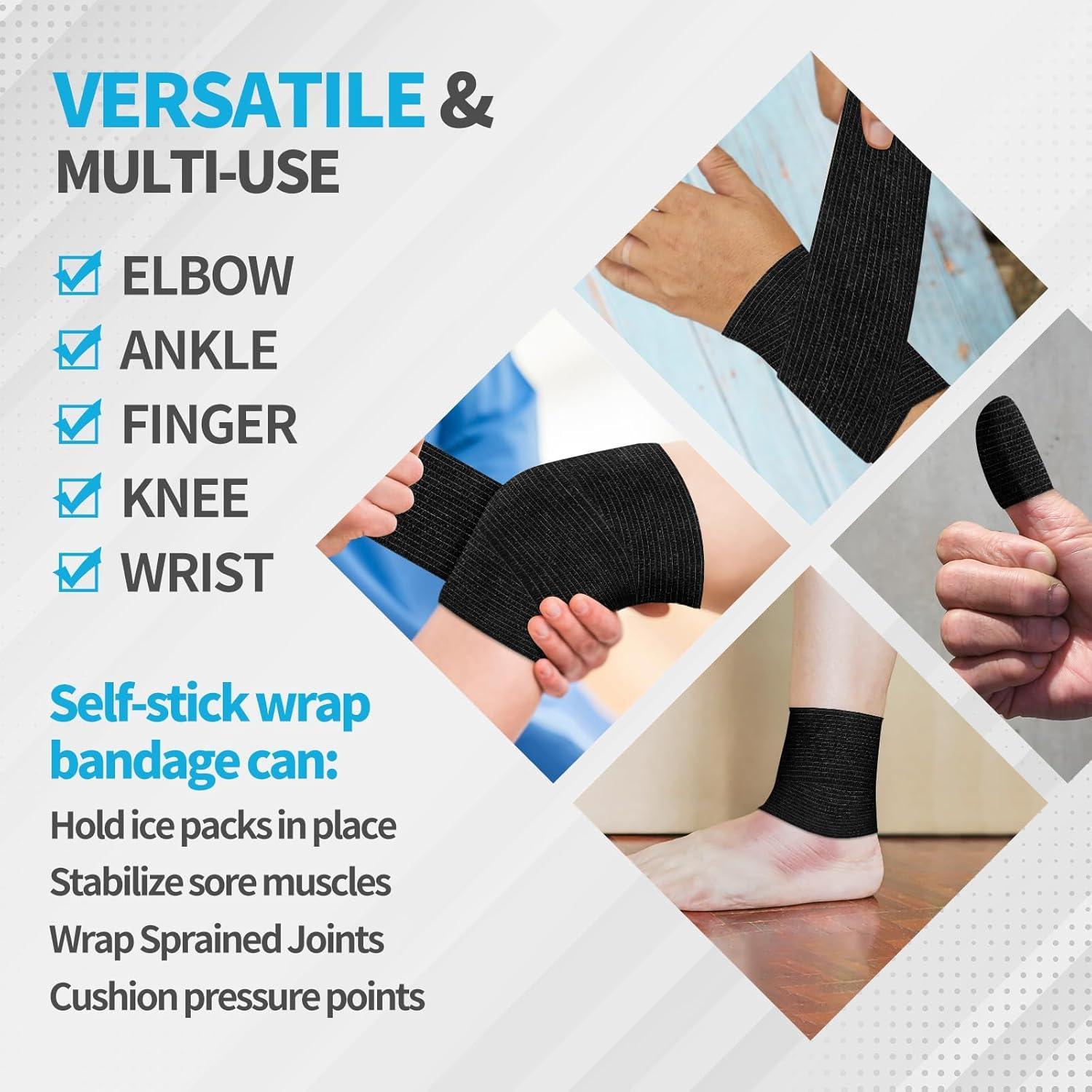 12 Rollos Venda Cohesiva Negra 5.08 cm x 4.57 m Kreyfer