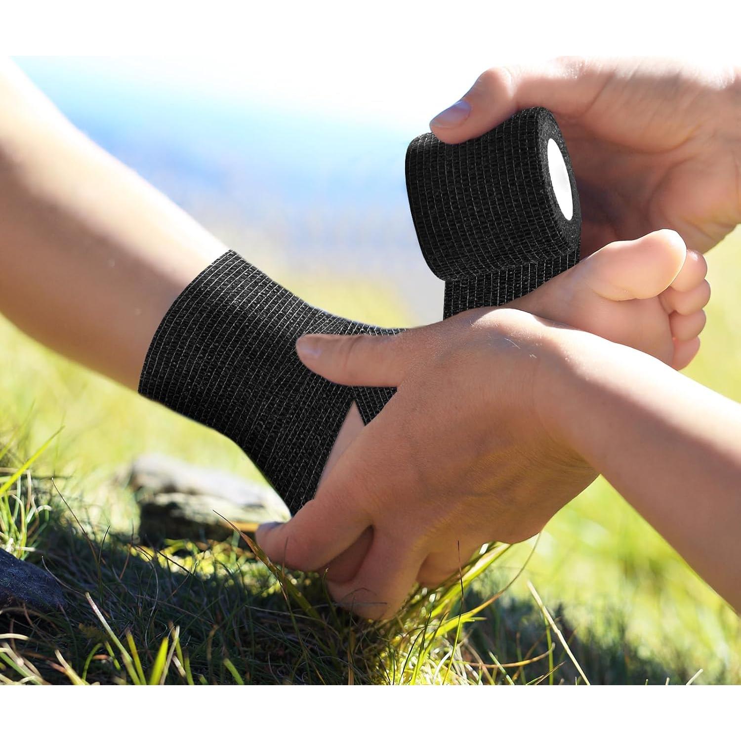 12 Rollos Venda Cohesiva Negra 5.08 cm x 4.57 m Kreyfer