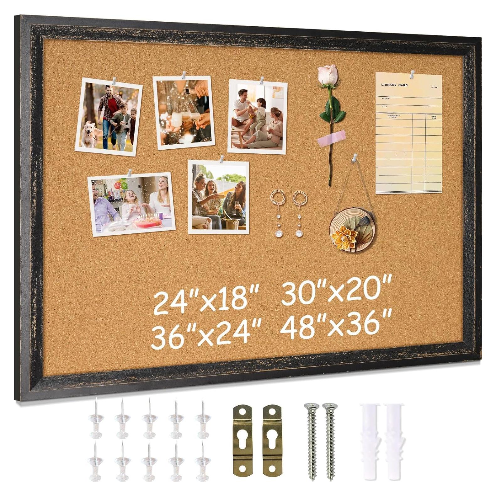 Tablero de Corcho Dollar Boss 61x46 cm Negro con Marco de Madera