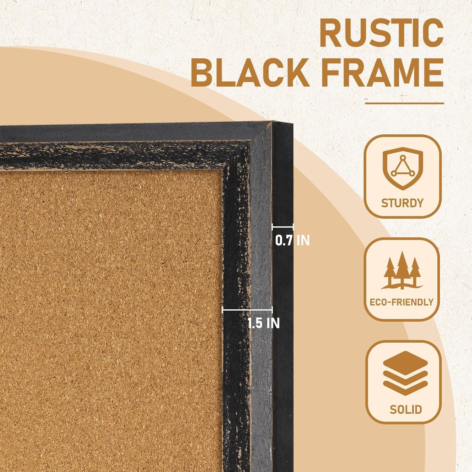 Tablero de Corcho Dollar Boss 61x46 cm Negro con Marco de Madera