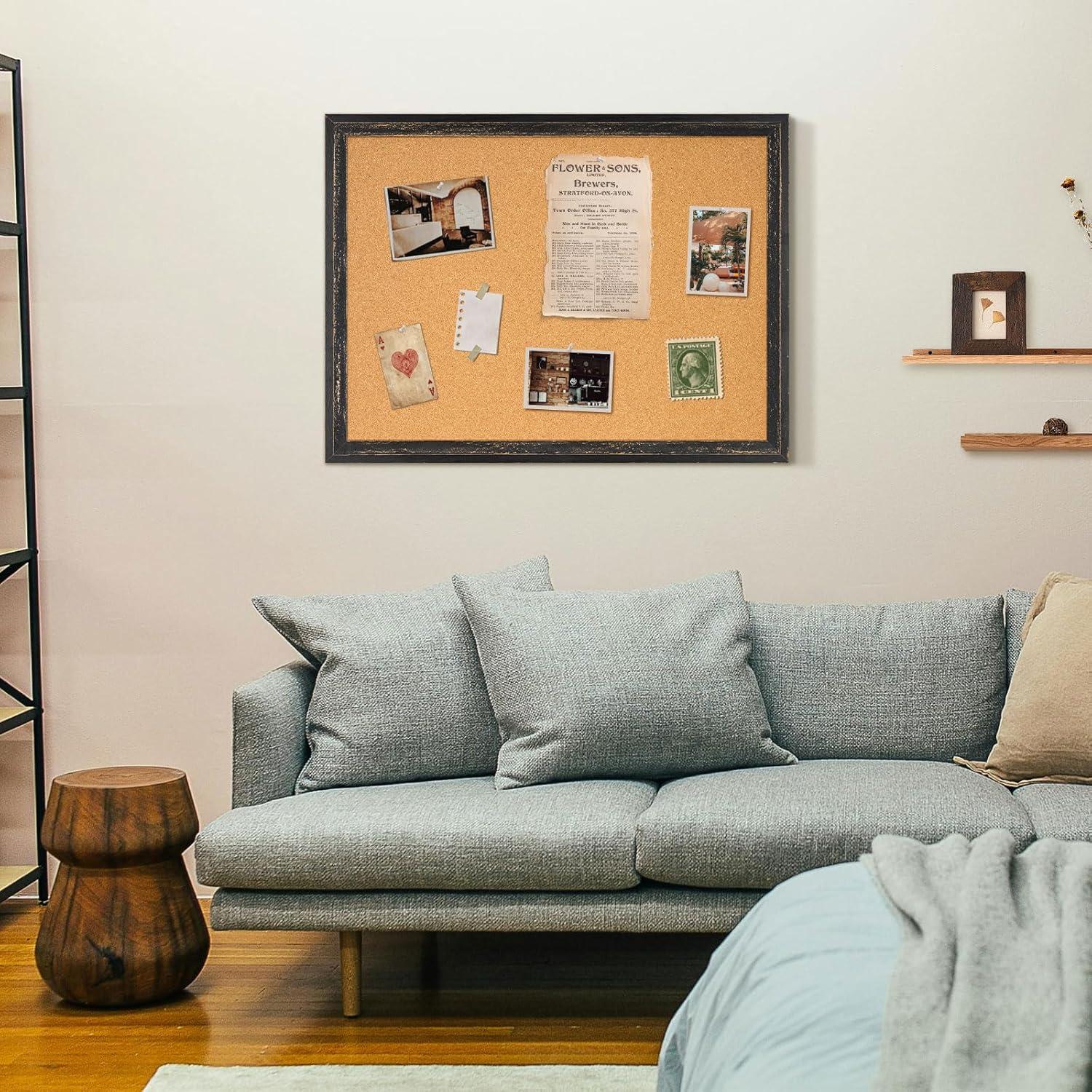 Tablero de Corcho Dollar Boss 61x46 cm Negro con Marco de Madera