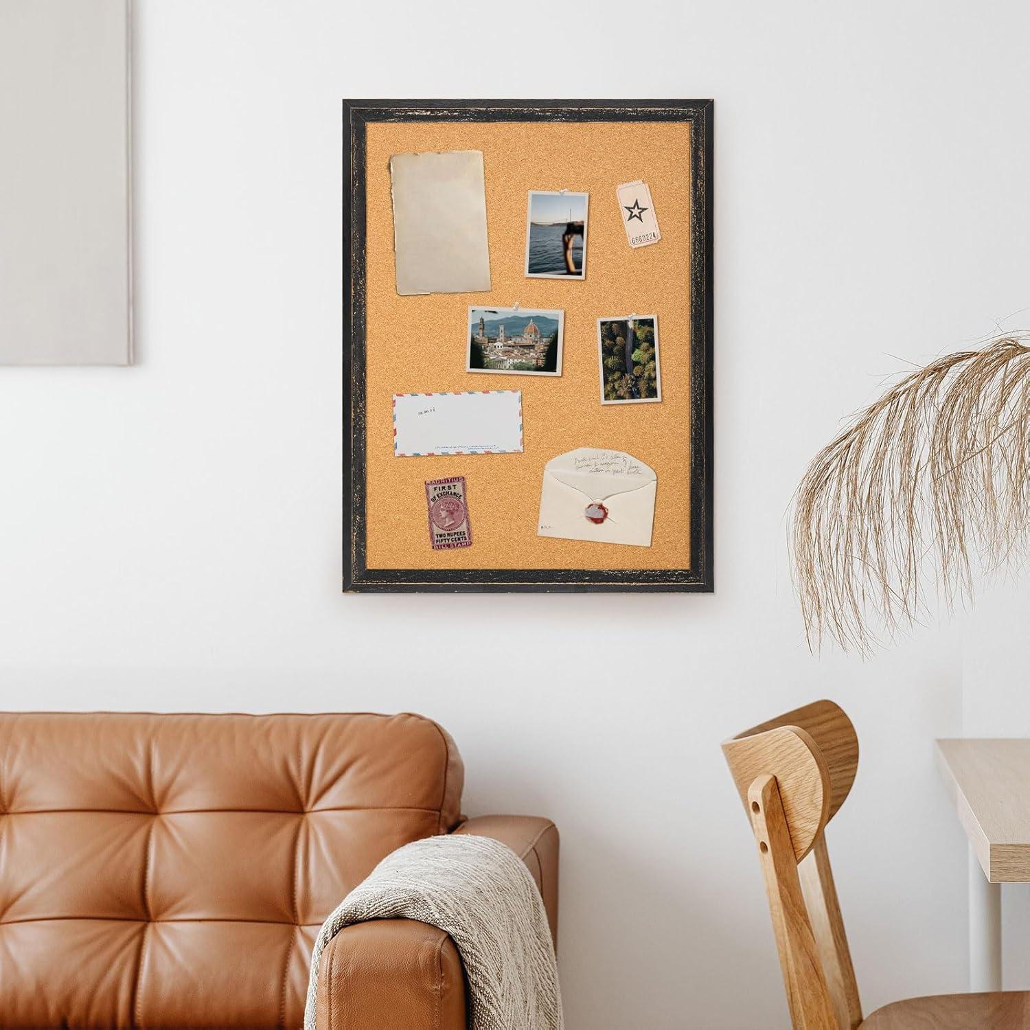 Tablero de Corcho Dollar Boss 61x46 cm Negro con Marco de Madera