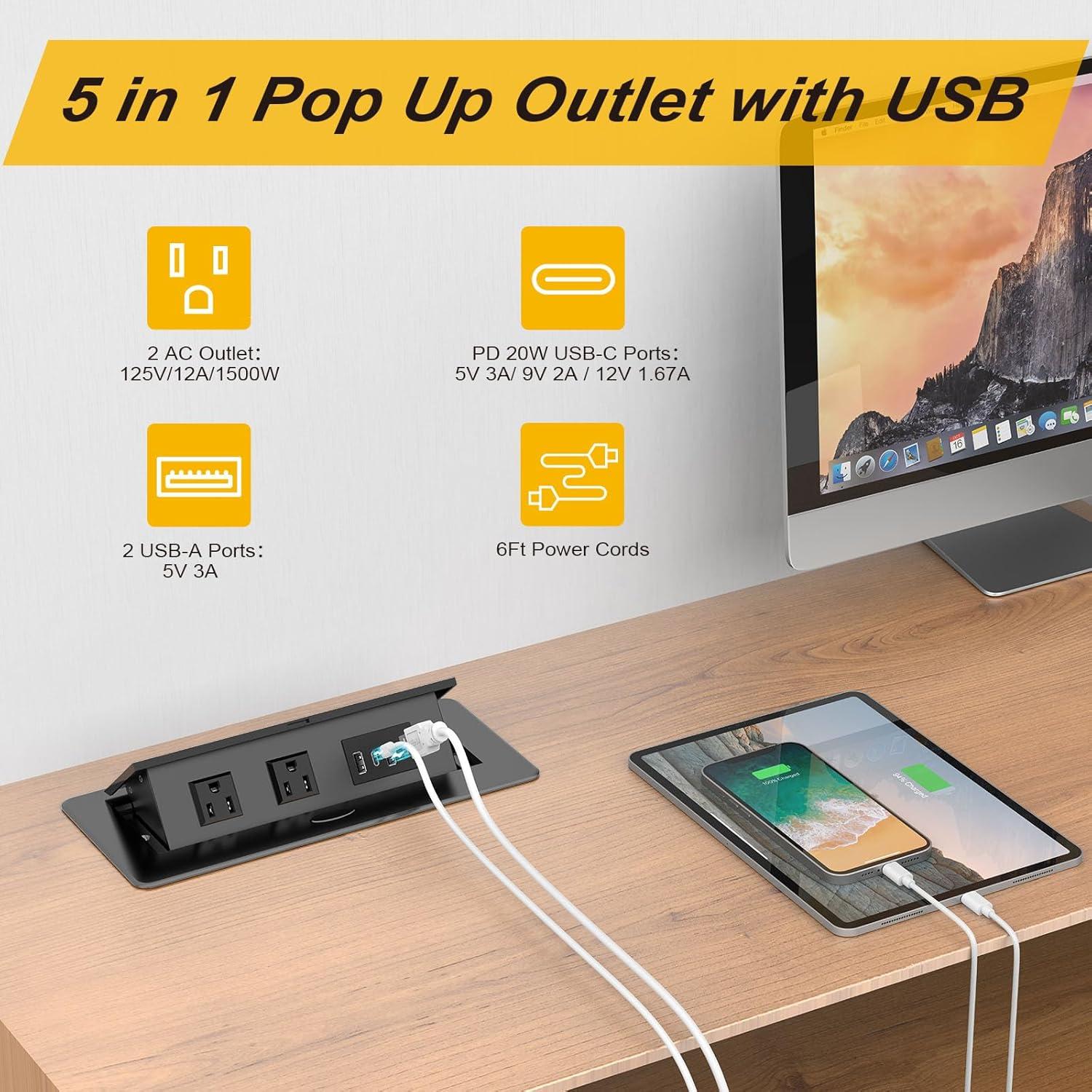 Toma de Corriente Empotrada Kungfuking con USB C 20W - Negro