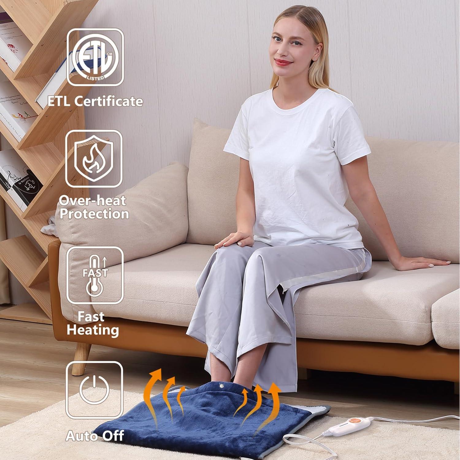 Calentador de pies eléctrico Gintao 56x51 cm azul con 3 temperaturas