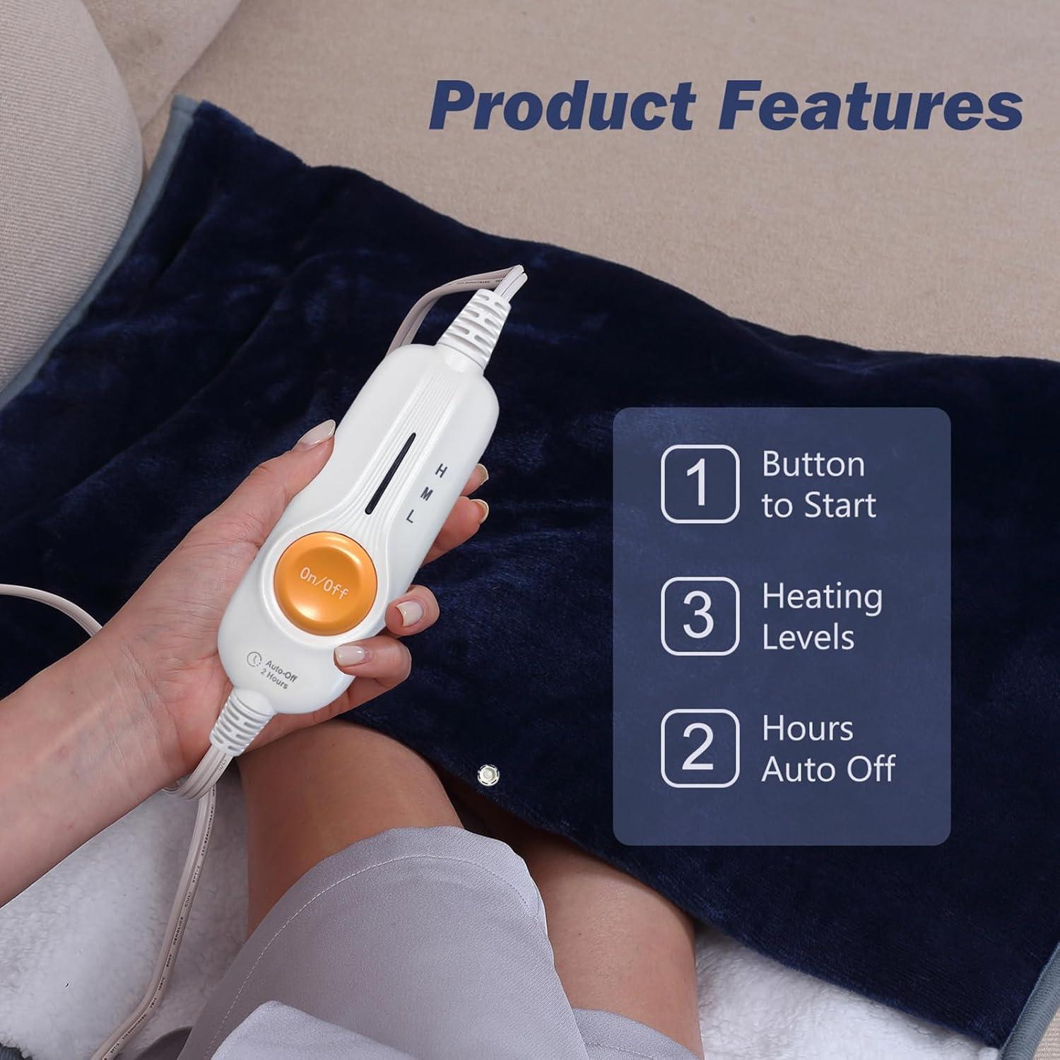 Calentador de pies eléctrico Gintao 56x51 cm azul con 3 temperaturas