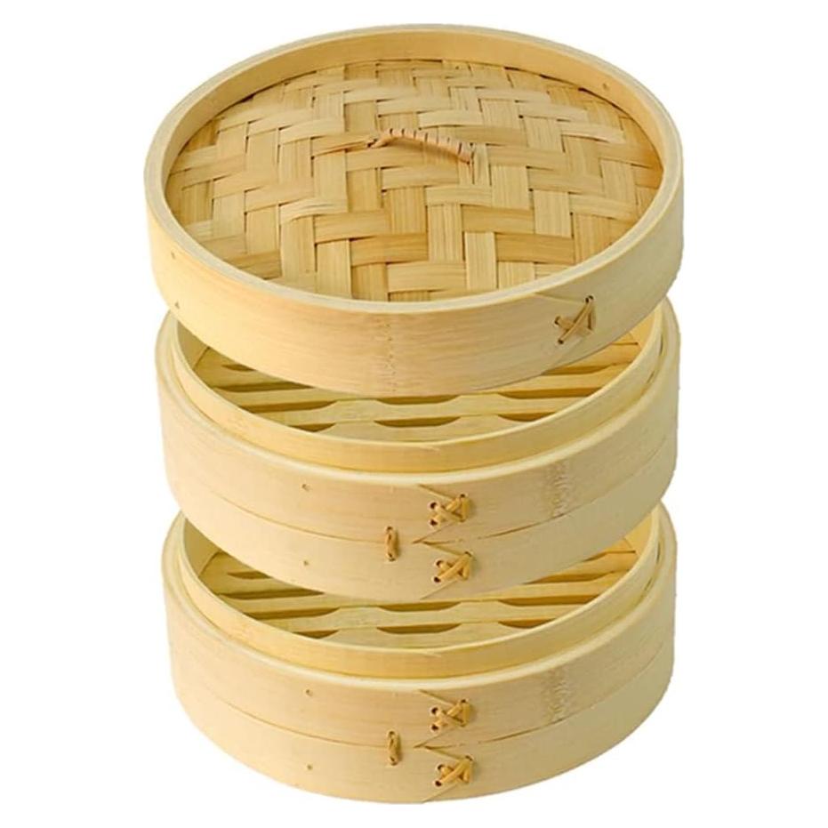 Cesta de Vapor de Bambú DEAUVIOR 10.16 cm Dos Niveles