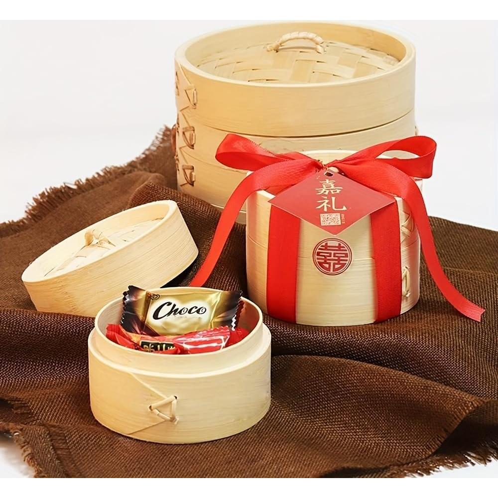 Cesta de Vapor de Bambú DEAUVIOR 10.16 cm Dos Niveles