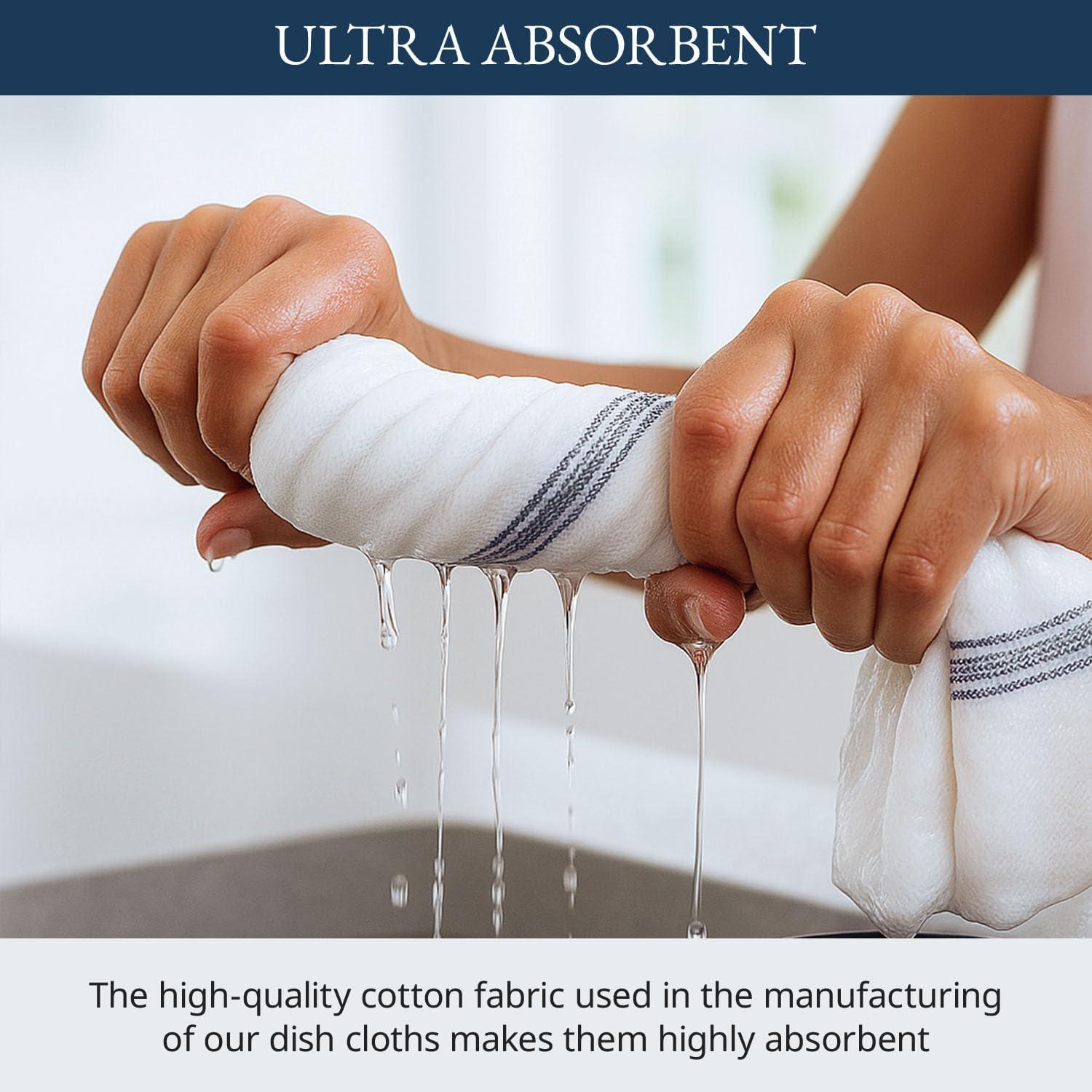 Toallas de Mano LANE LINEN 100% Algodón 12 Piezas Raya Gris