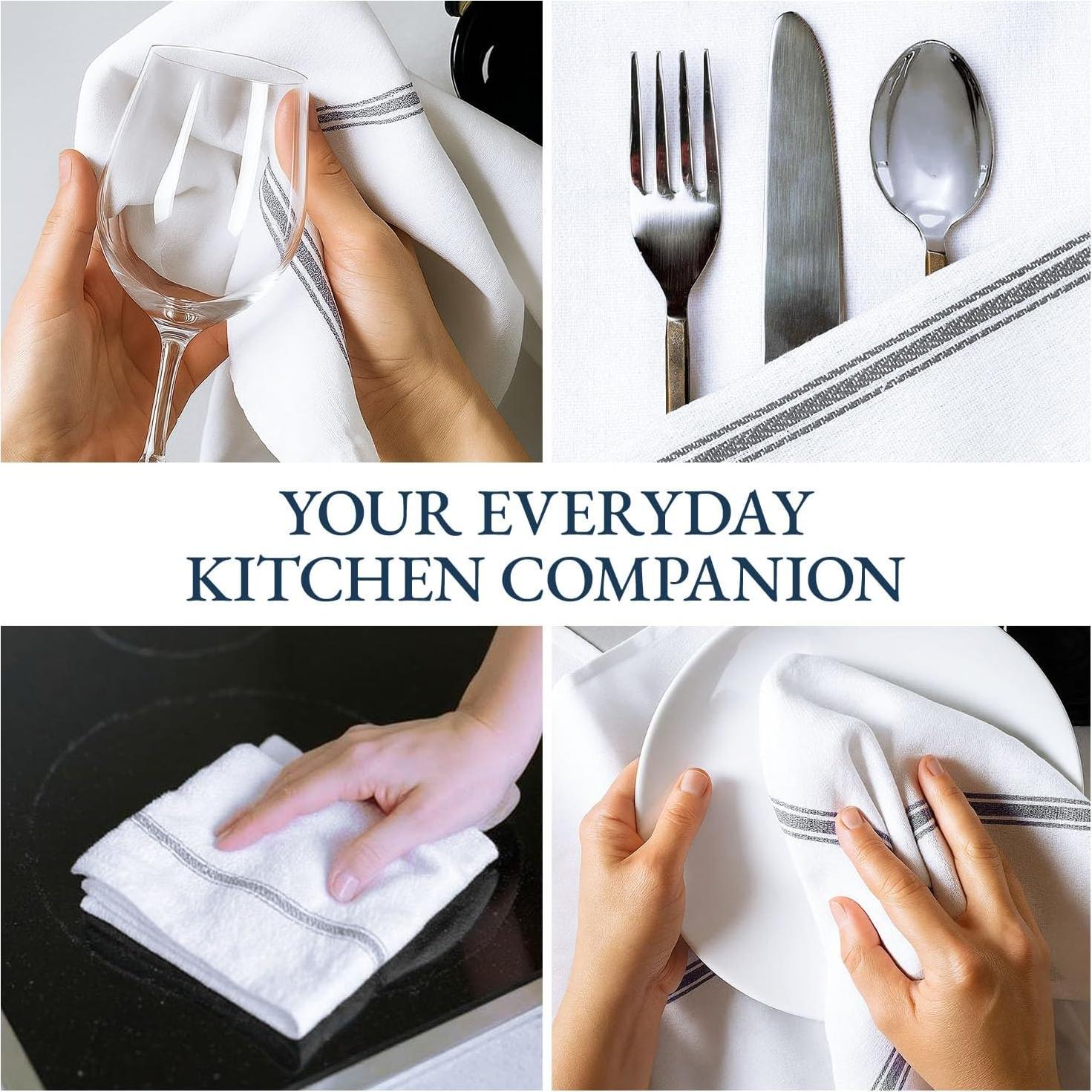 Toallas de Mano LANE LINEN 100% Algodón 12 Piezas Raya Gris