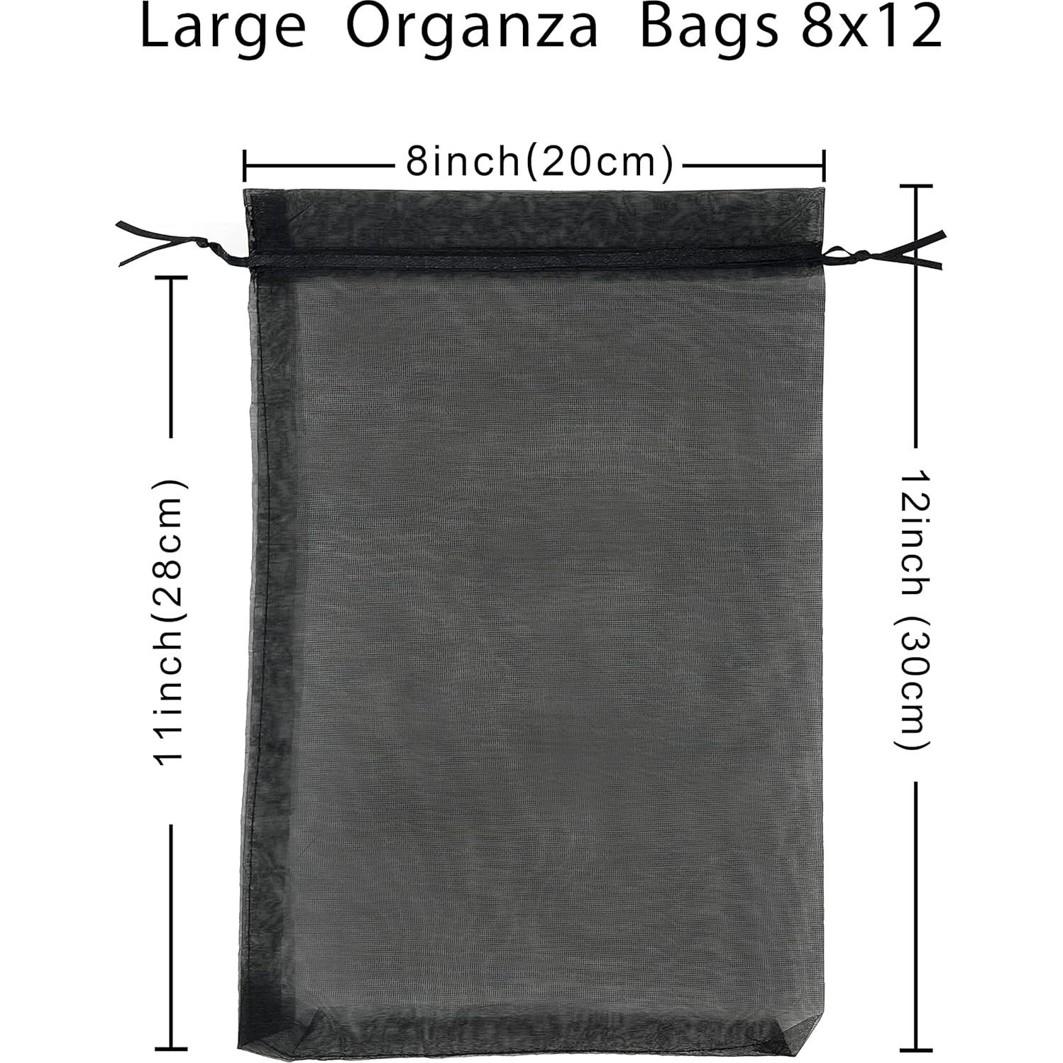 50 Bolsas de Regalo de Organza Negra 20x30 cm Jexila