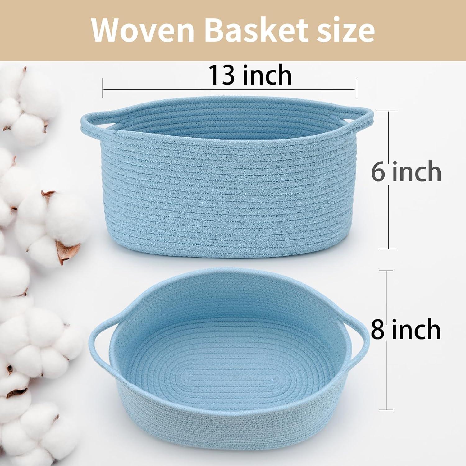 Cesta de Regalo Tejida Happyiren 33x20x15cm Algodón Azul