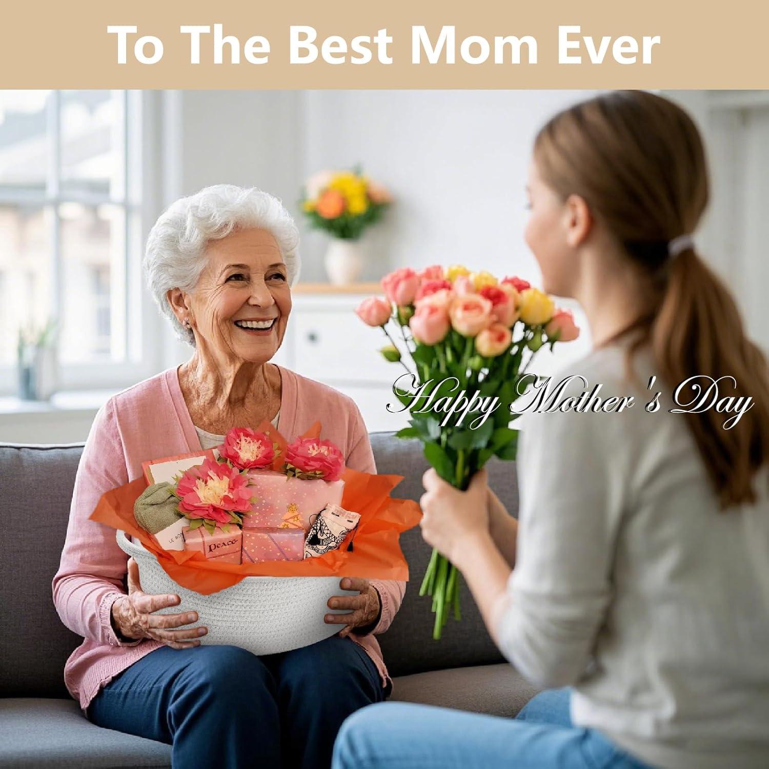 Cesta de Regalo Tejida Happyiren 33x20x15cm Algodón Azul