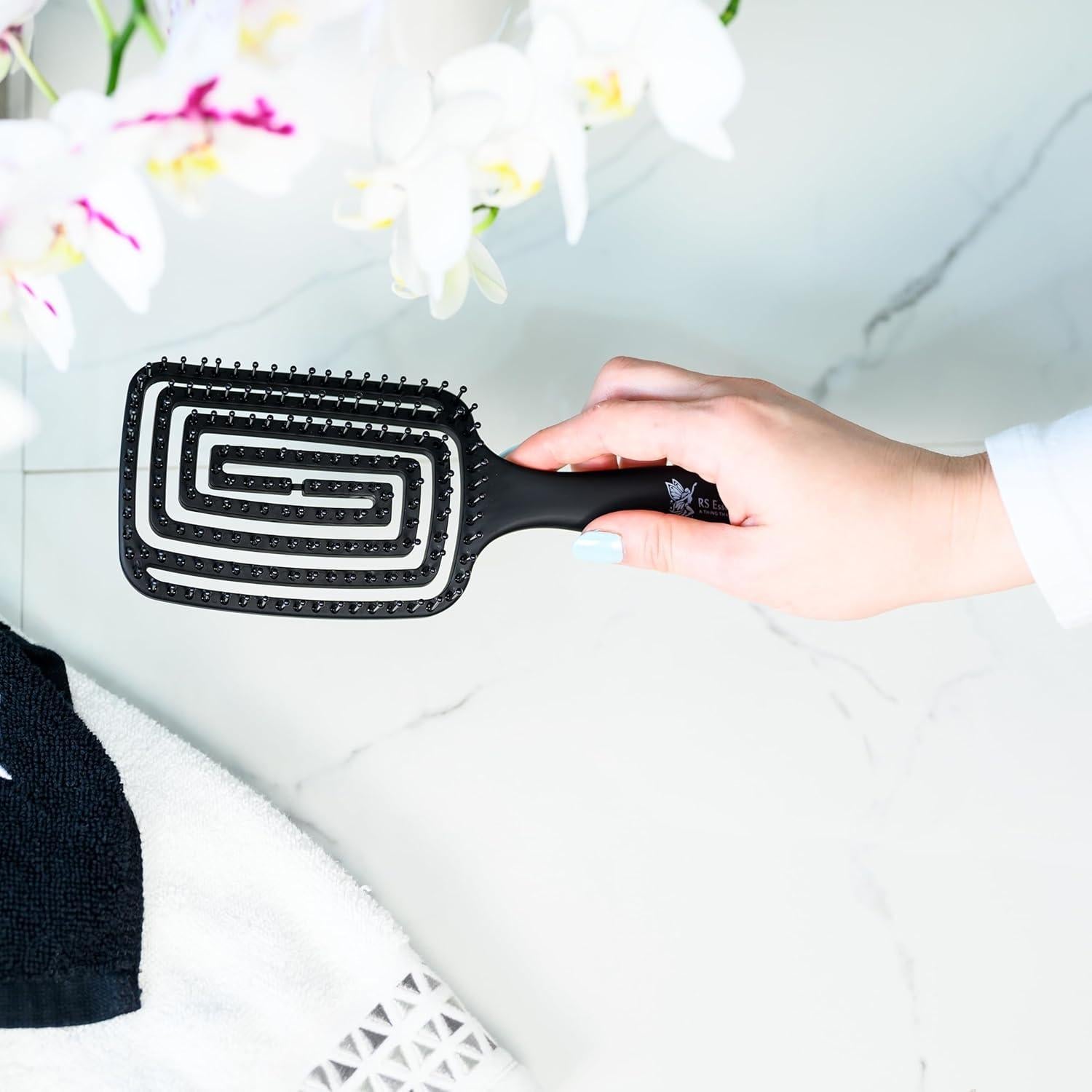 Cepillo Desenredante RS Essential's Negro 25x8cm para Cabello