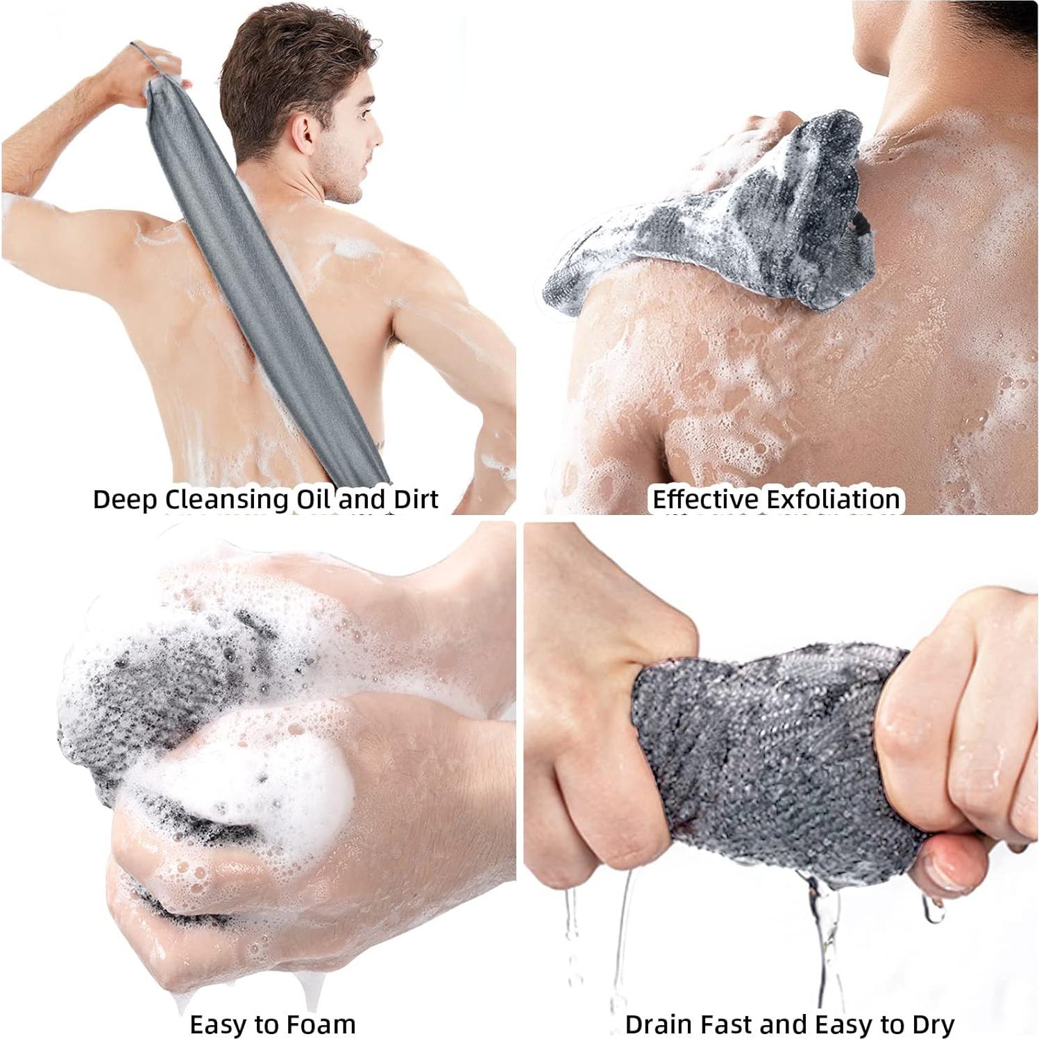 Esfregador de Espalda WOVTE 2 Paquetes Nylon Exfoliante 48x18.5cm