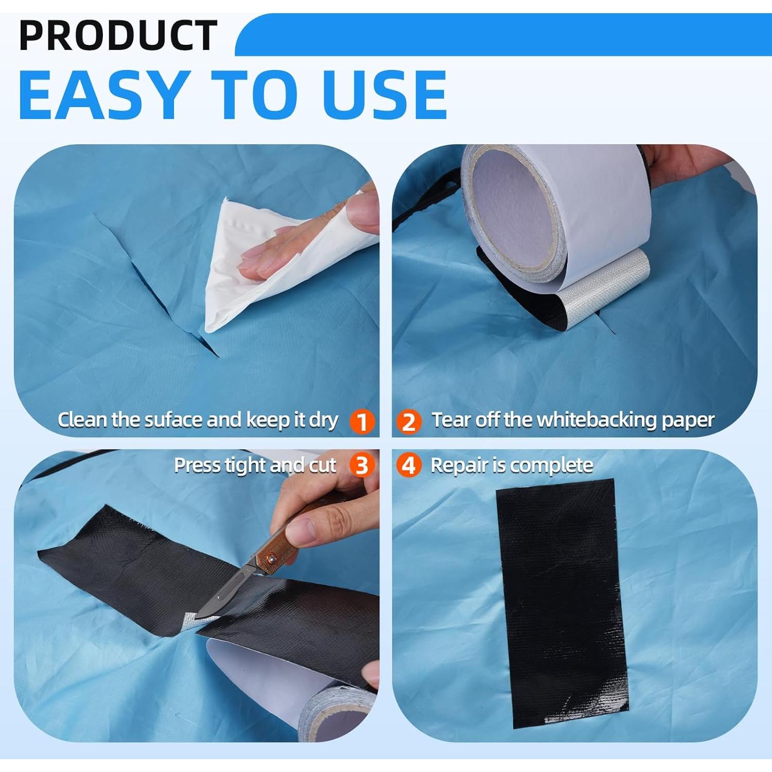 Cinta de Reparación de Lona HIFILTURE 8cm x 7.62m Negra