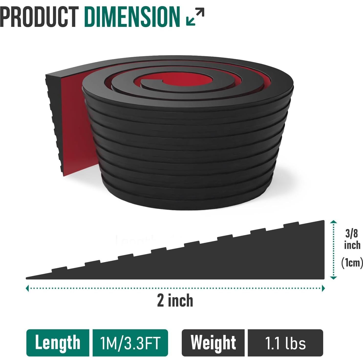 Rampa de Umbral de Goma Boiarc 1 cm Elevación 1 m Largo
