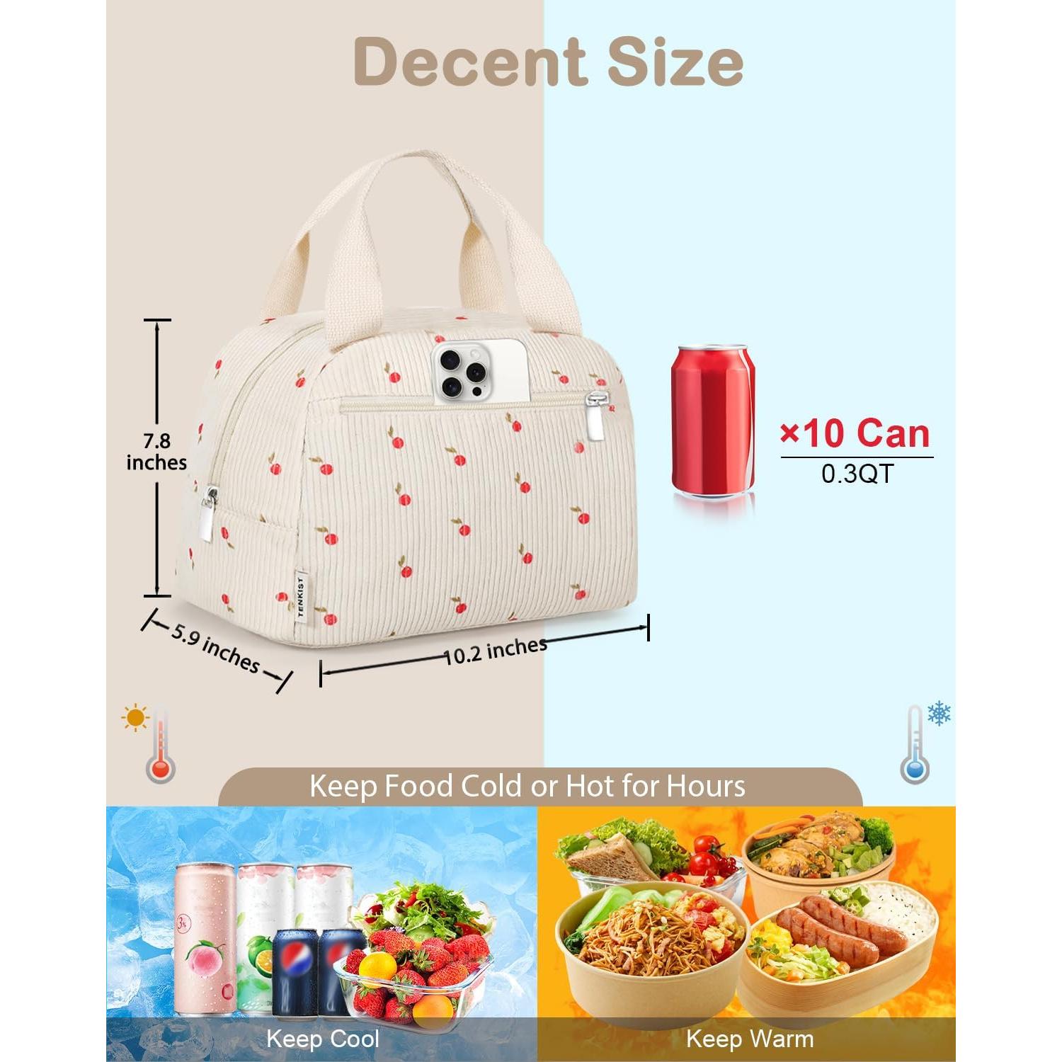 Bolsa Térmica de Almuerzo TENKIST 8L Corduroy Cereza