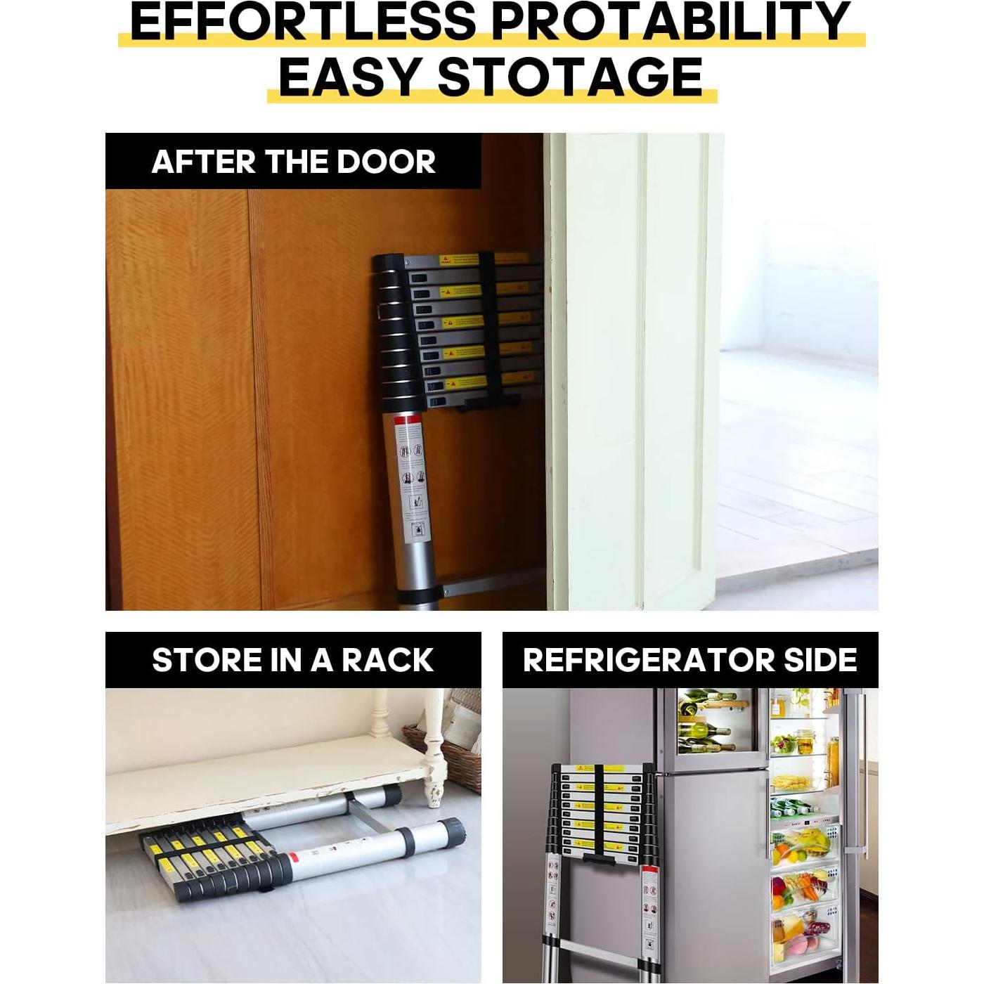 Escalera Telescópica PEAYLI 3.20m Aluminio Antideslizante