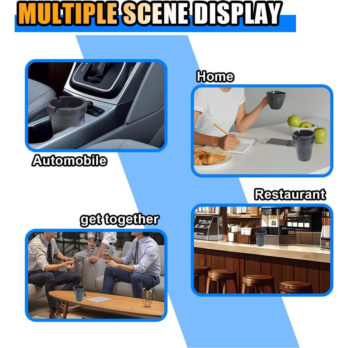 Cenicero Automotriz JOYCOURT Sin Humo Negro 10.7x8 cm